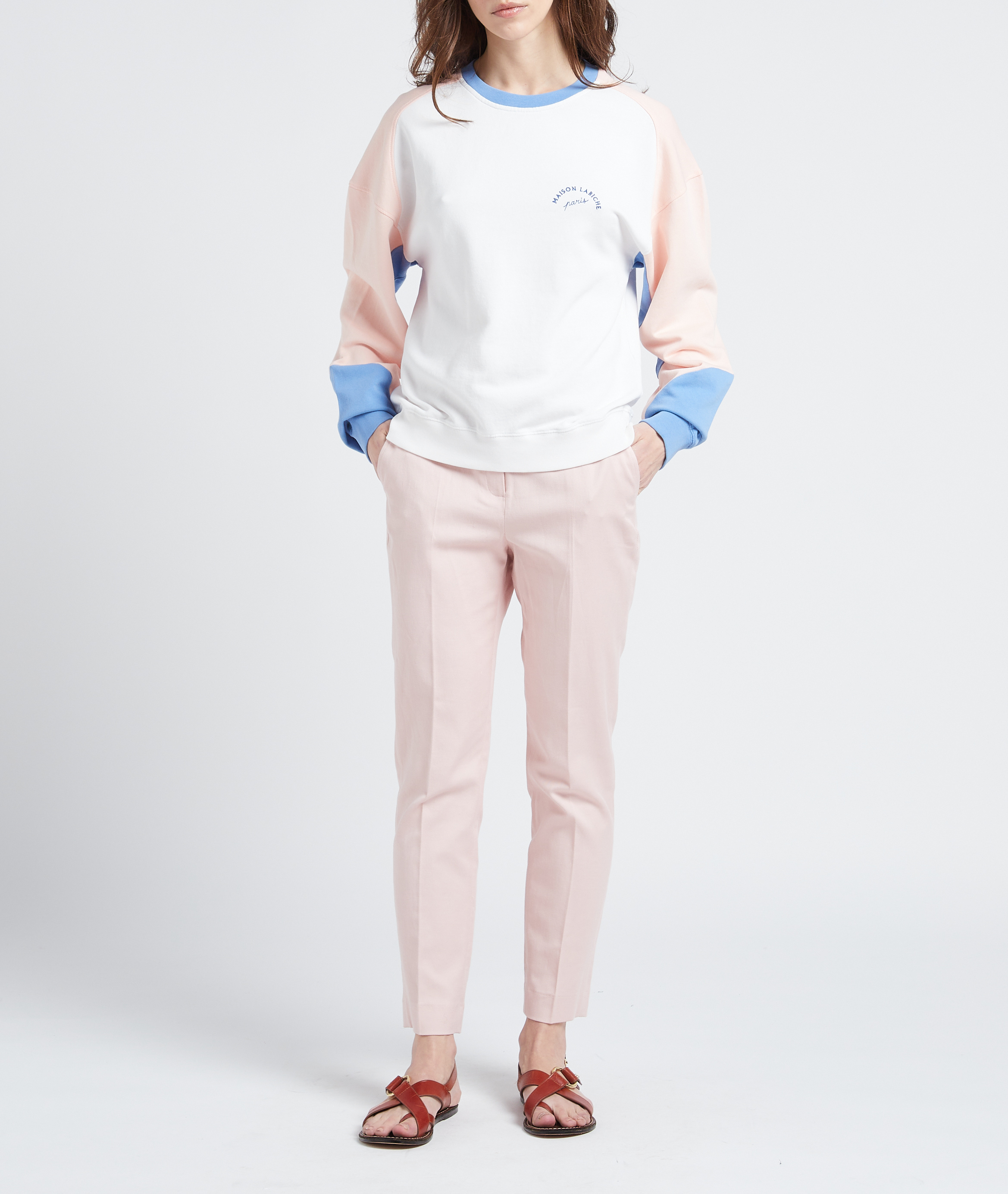 Sweat col rond en coton bio  MAISON LABICHE Blanc