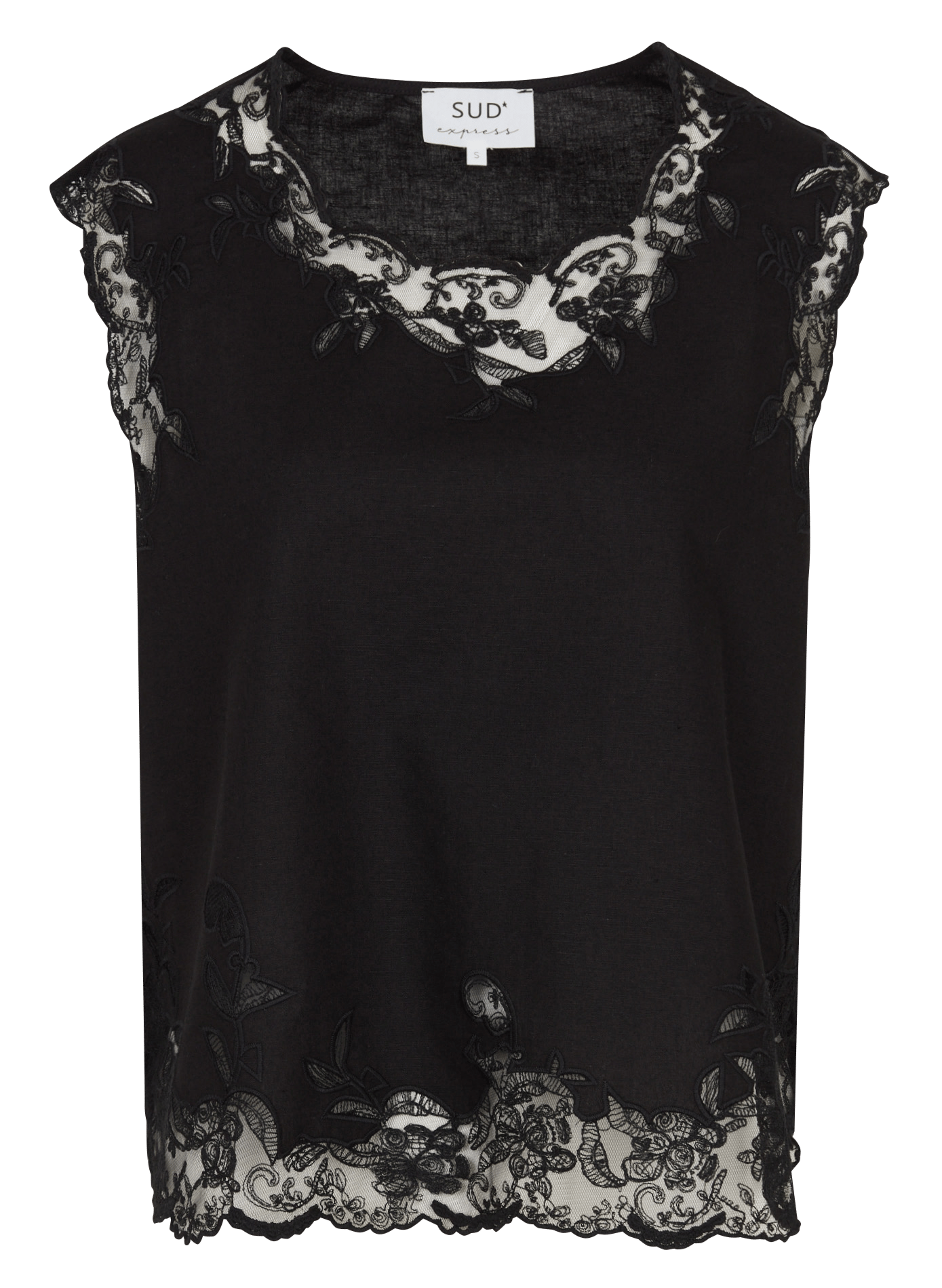 Top met ronde hals - linnenblend SUD EXPRESS Zwart