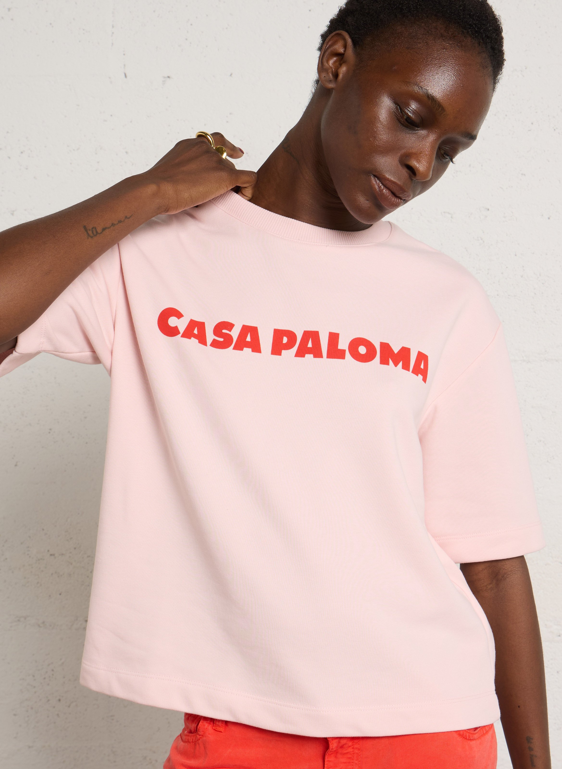 Sweater met ronde hals | katoenblend MAISON 123 Roze