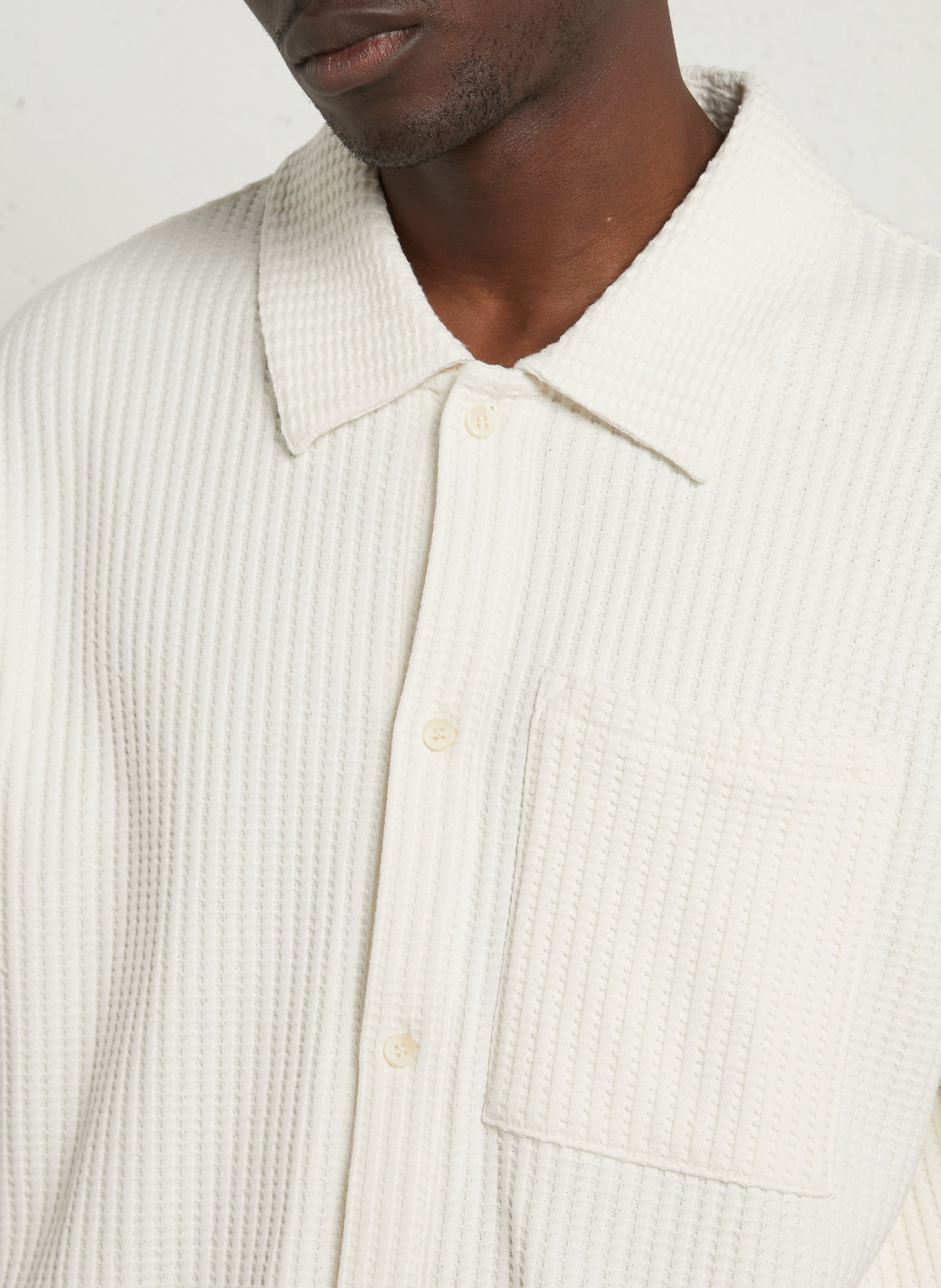 Chemise col classique en coton mélangé SOLID Blanc