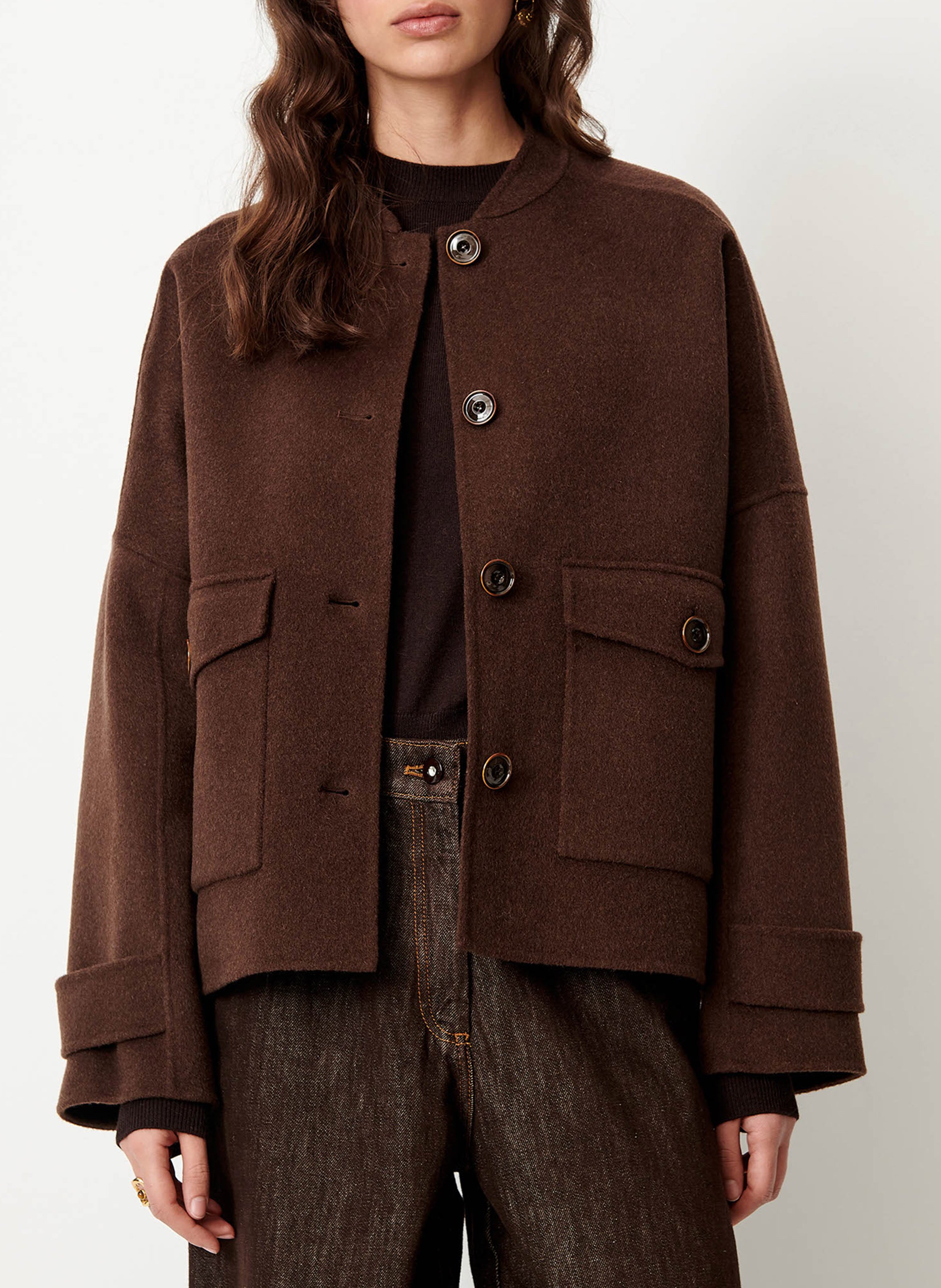 Veste droite en laine mélangée SESSUN