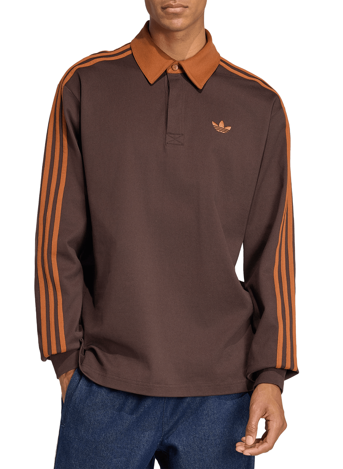 Polo manches longues uni ADIDAS Marron