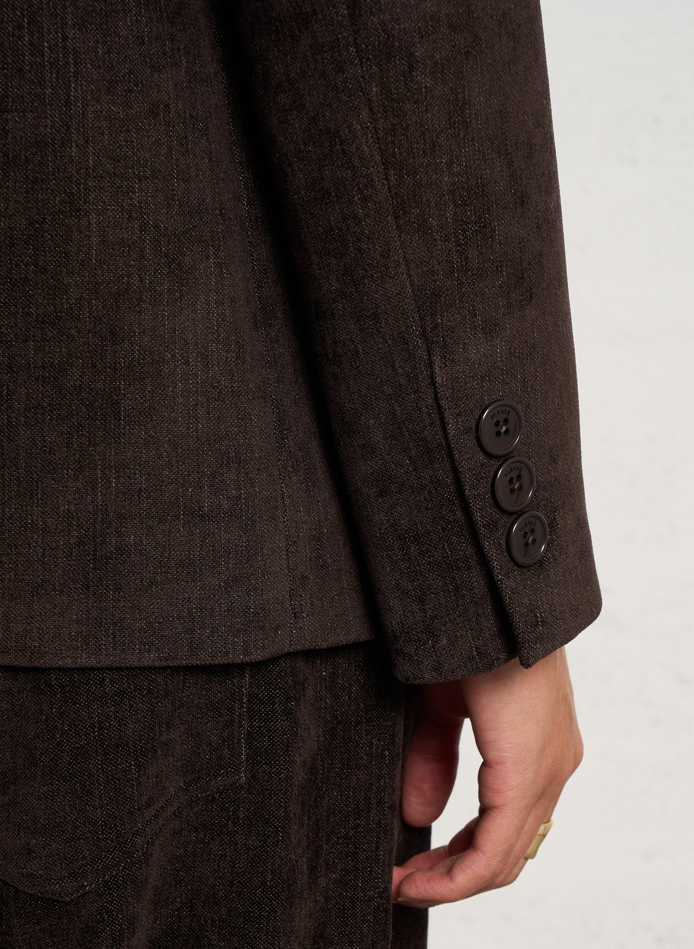 Straight velvet blazer PLEASE Brown