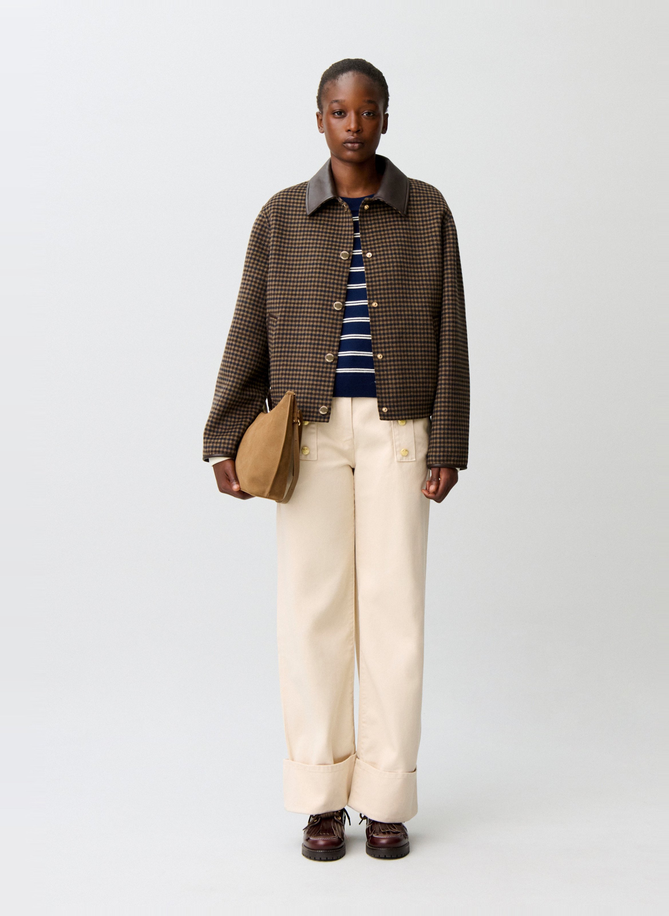 Veste droite à carreaux en laine mélangée CLAUDIE PIERLOT Multicolore