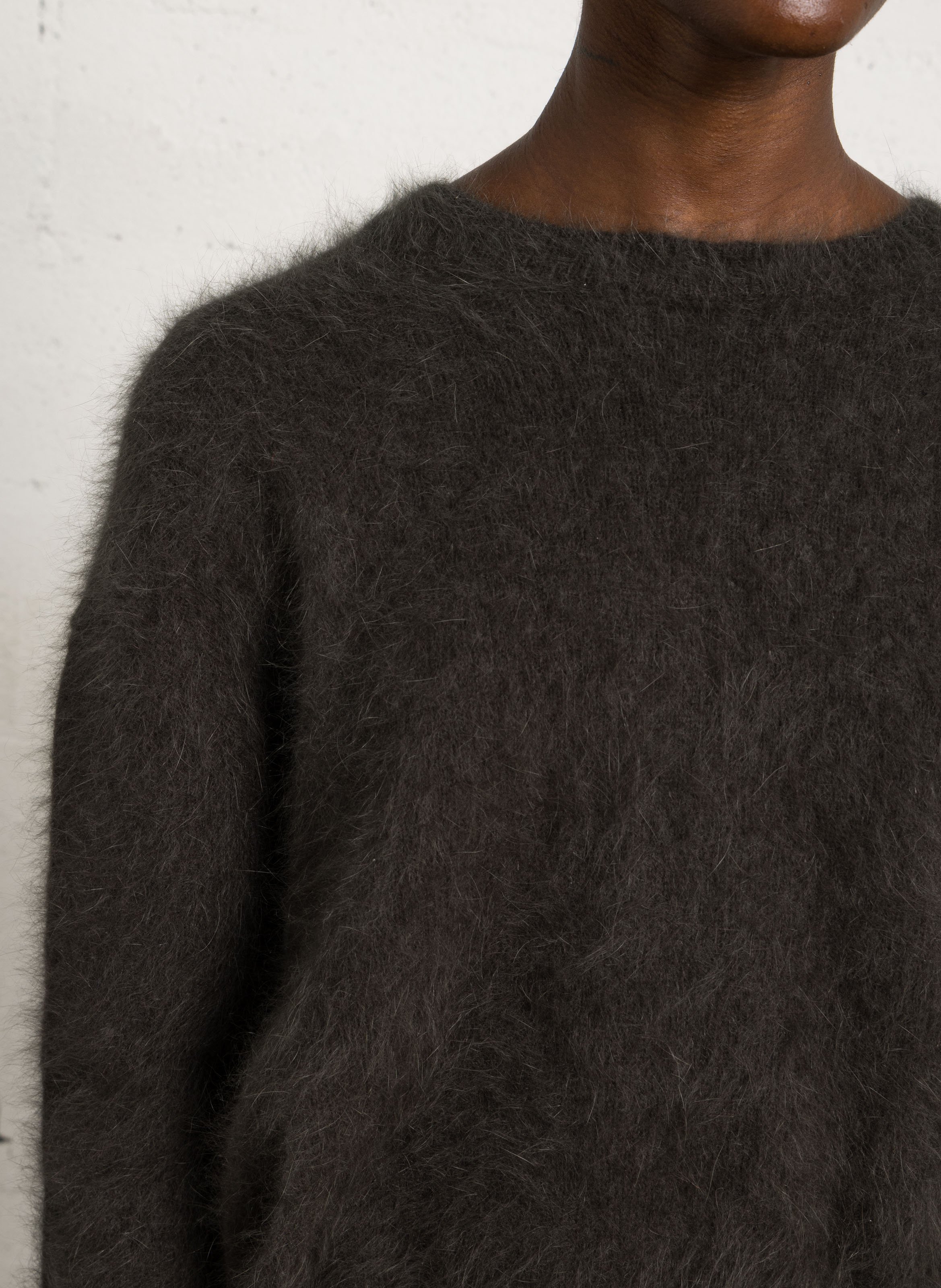 Loose-fit round-neck angora-blend sweater BELLEROSE Black