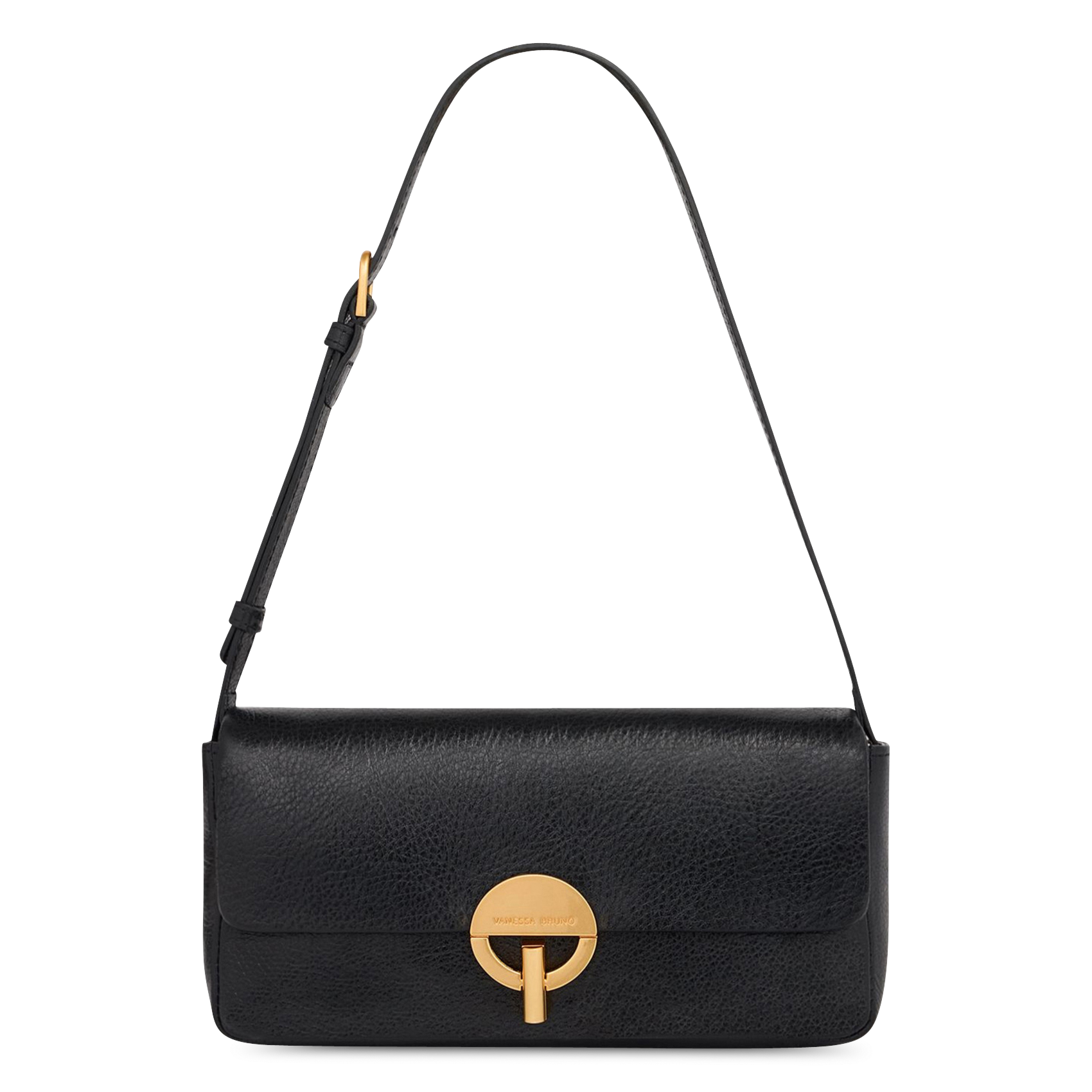 Leather flap shoulder bag VANESSA BRUNO Black