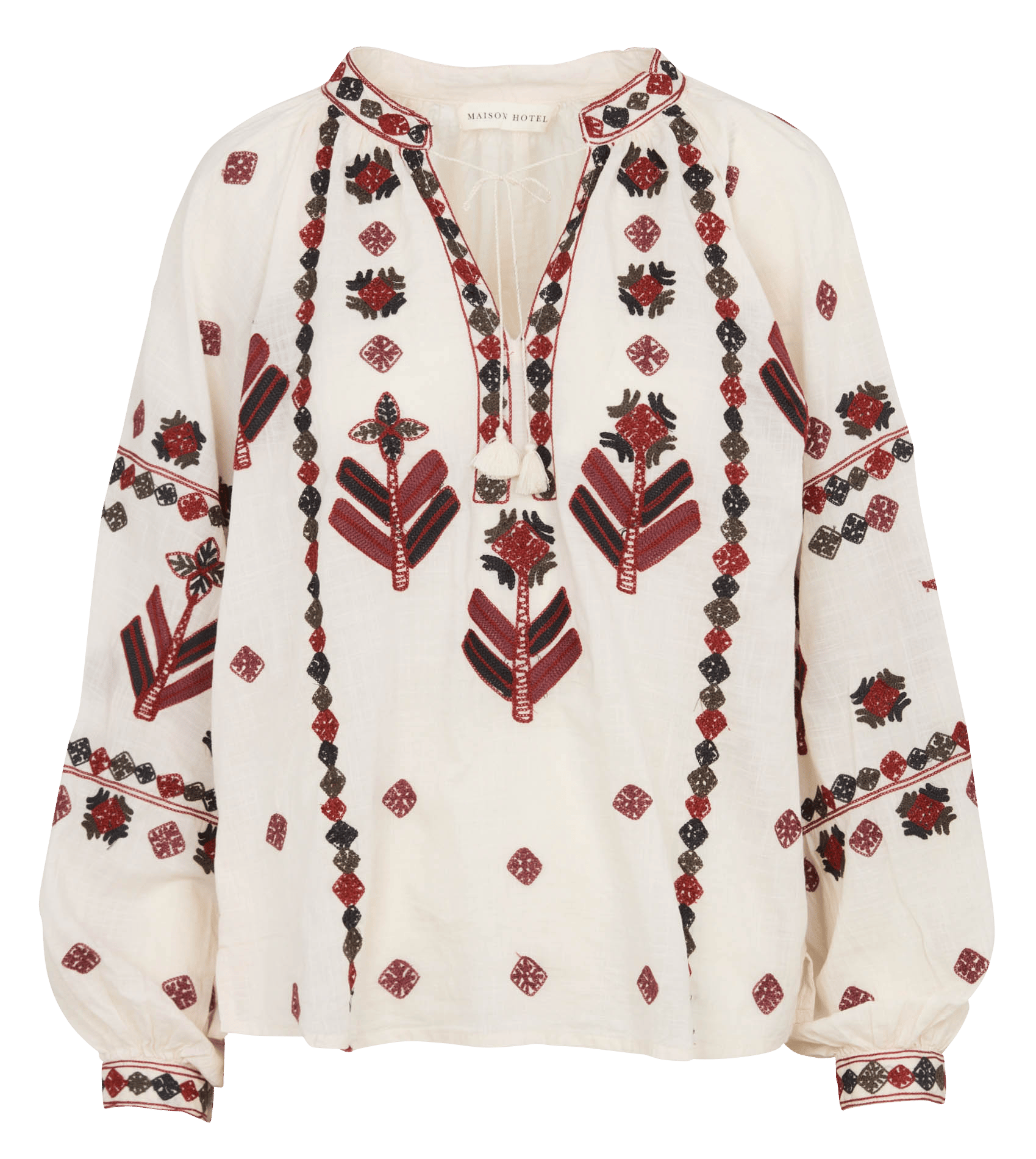 Blouse droite brodée en coton MAISON HOTEL