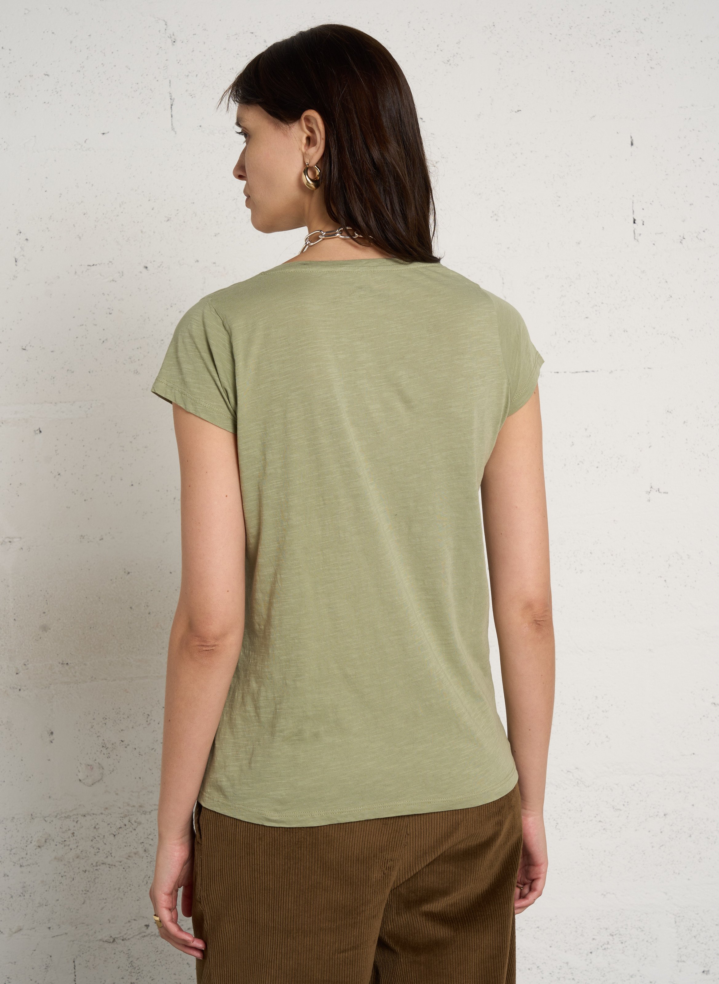 T-Shirt aus Bio-Baumwolle mit Stickerei LEON & HARPER Gelb