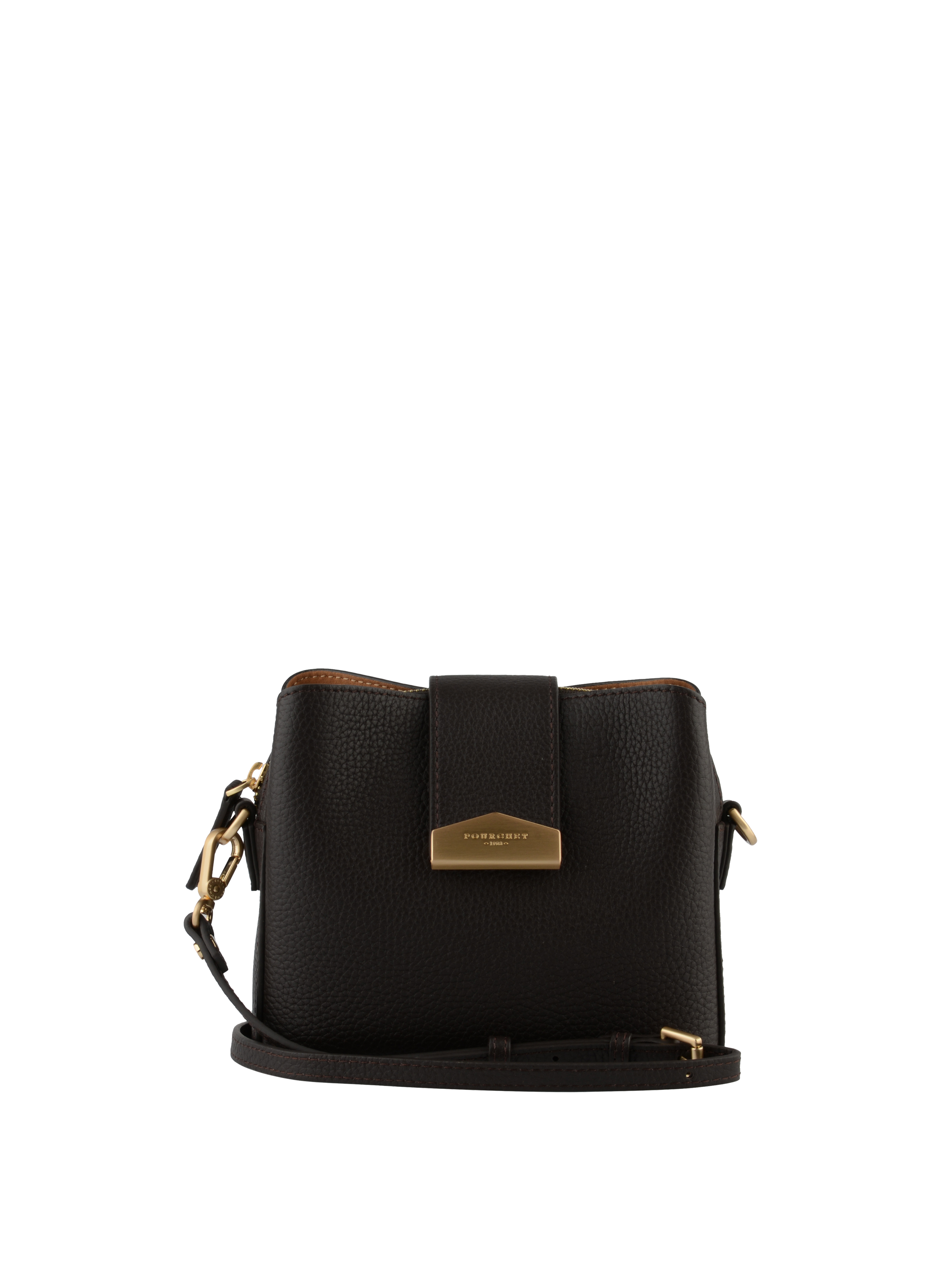 Crossbody bag in cowhide leather POURCHET Brown