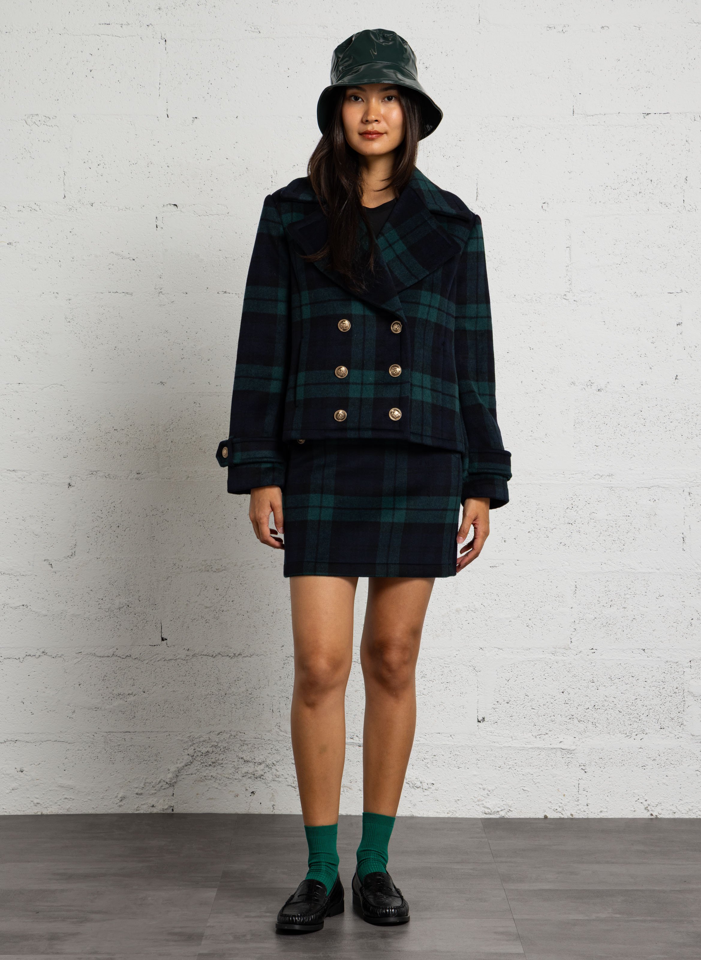Mini checkered wool-blend skirt LIU JO Blue