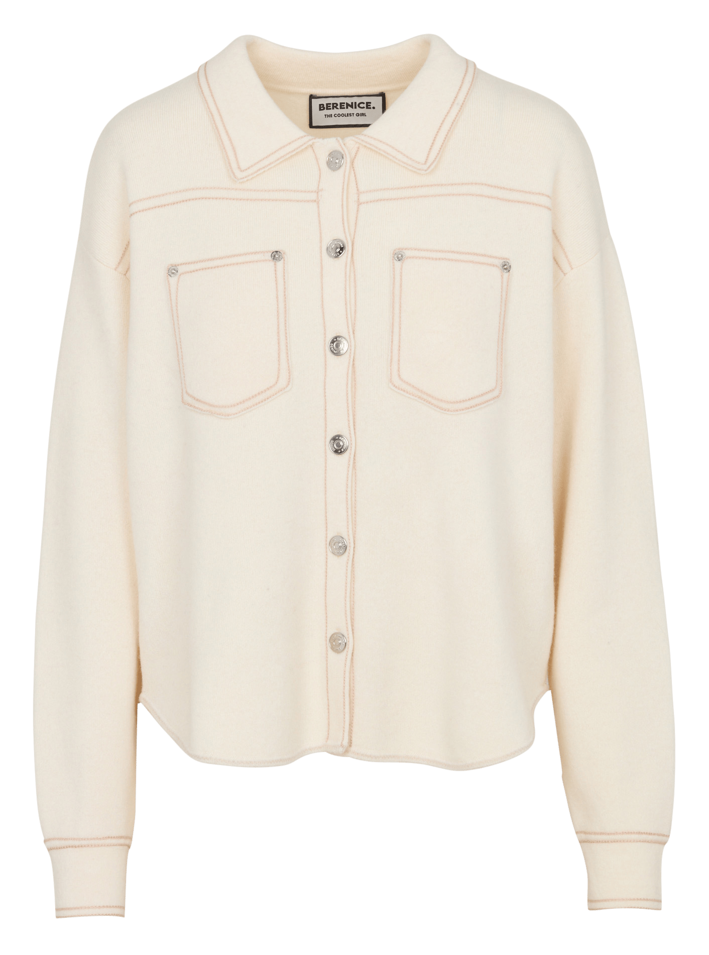 Cardigan ample à surpiqûres en laine BERENICE