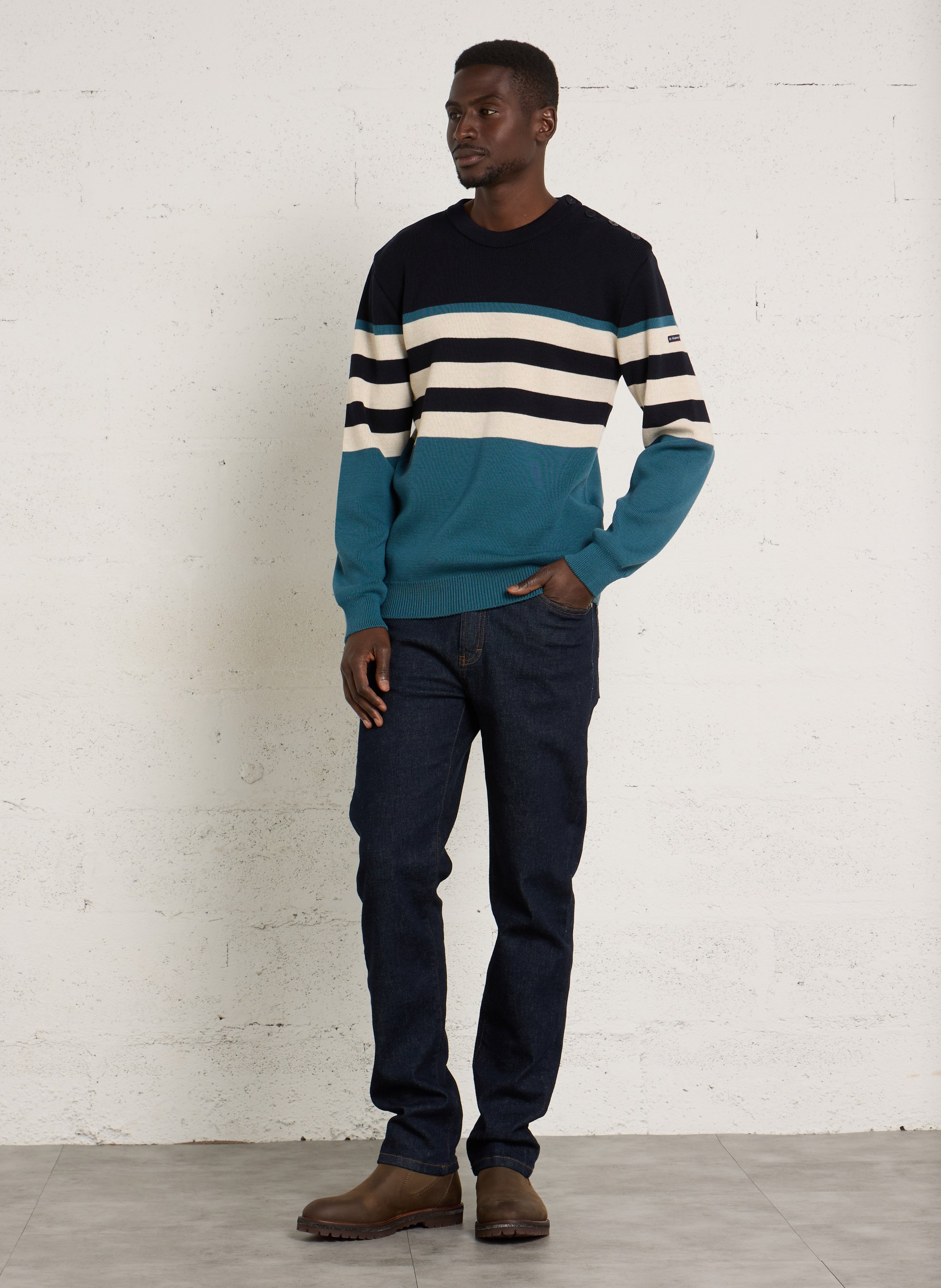 Pull rayé en laine mélangé ARMOR LUX Bleu