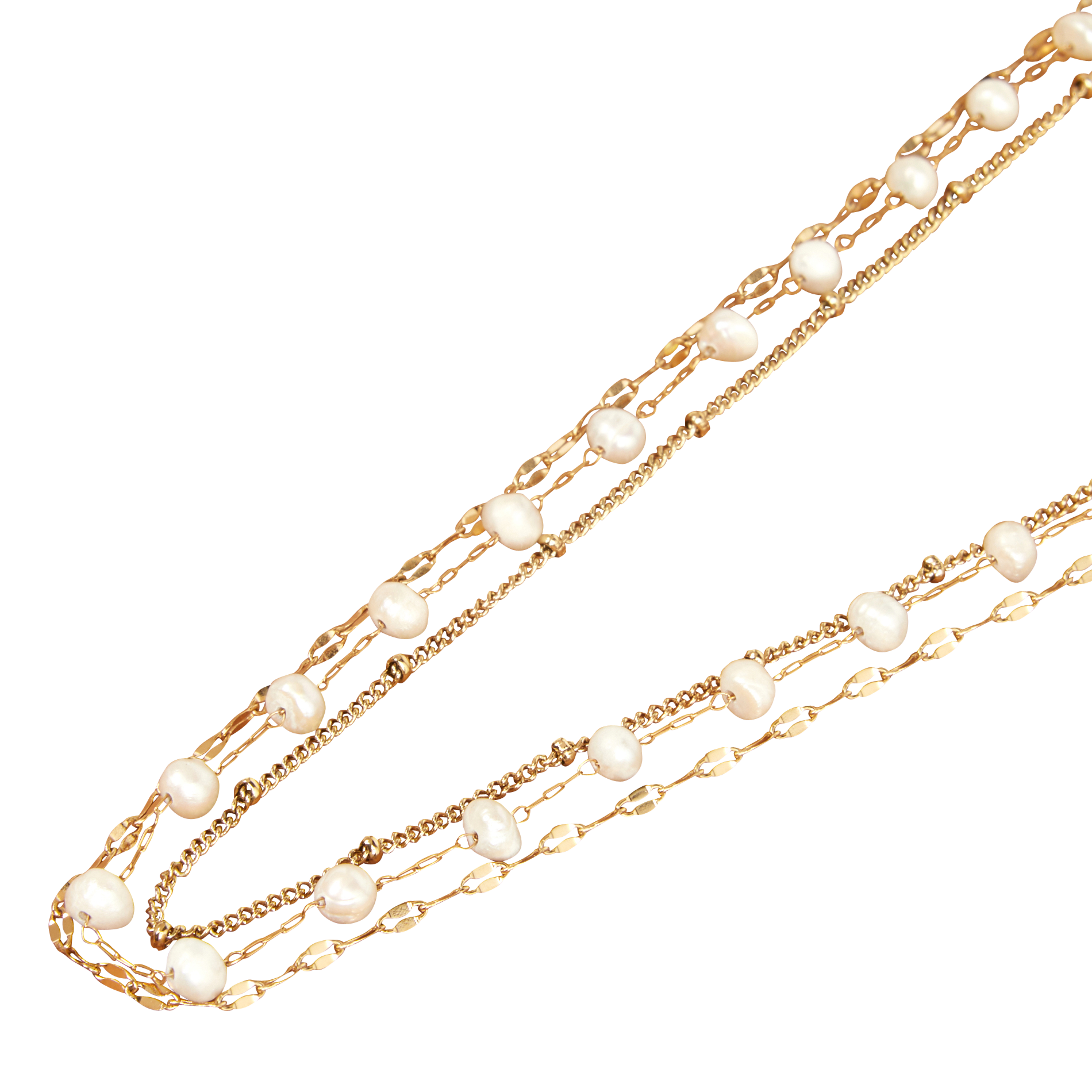 Collar de triple vuelta de perlas AU PRINTEMPS PARIS Dorado