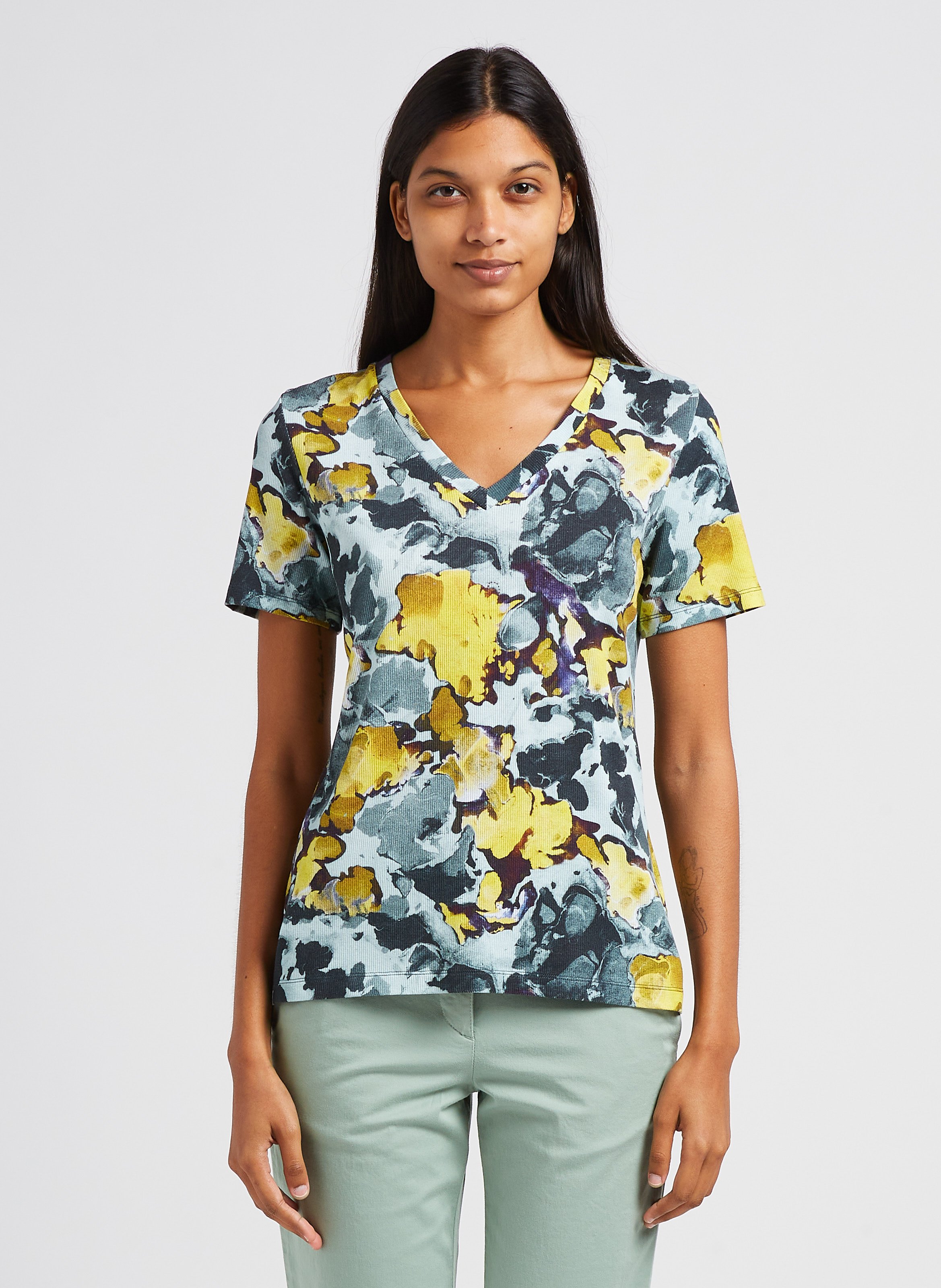 Printed V-neck T-shirt PAUL SMITH Blue