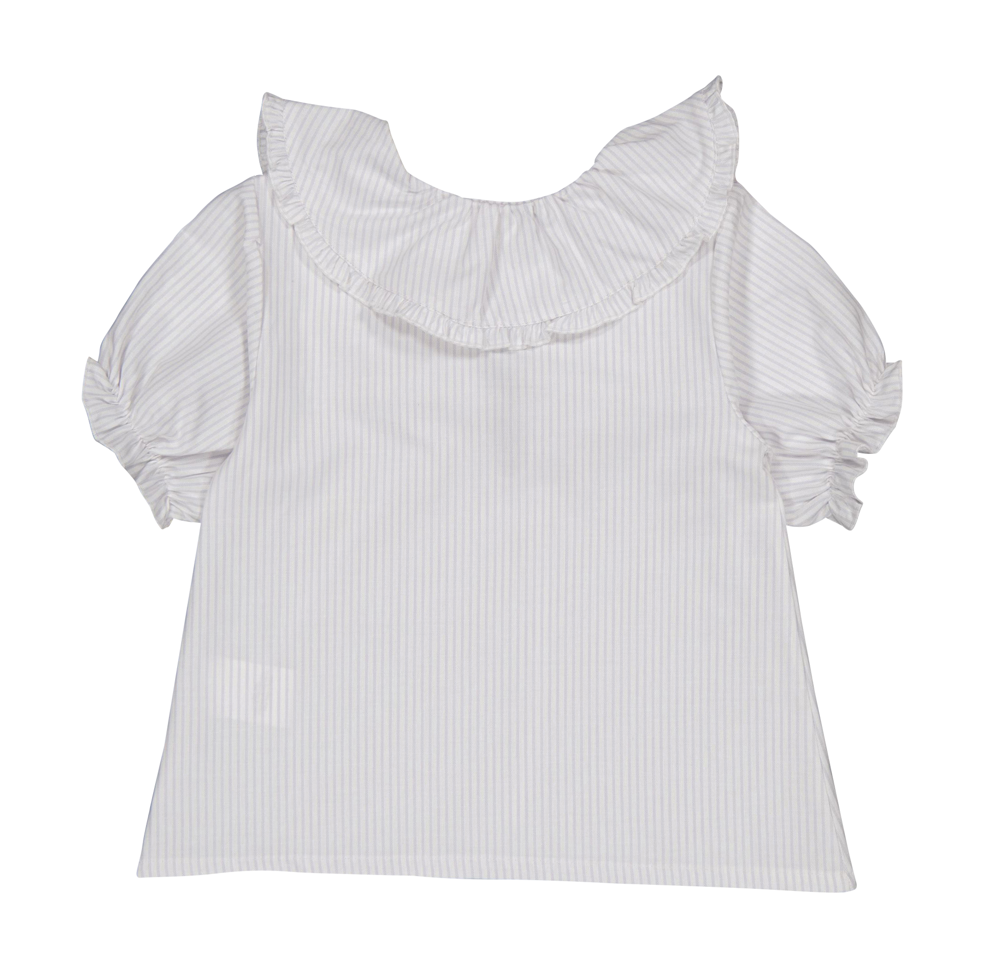 Blouse col claudine rayée en coton bio PETITE LUCETTE Blanc