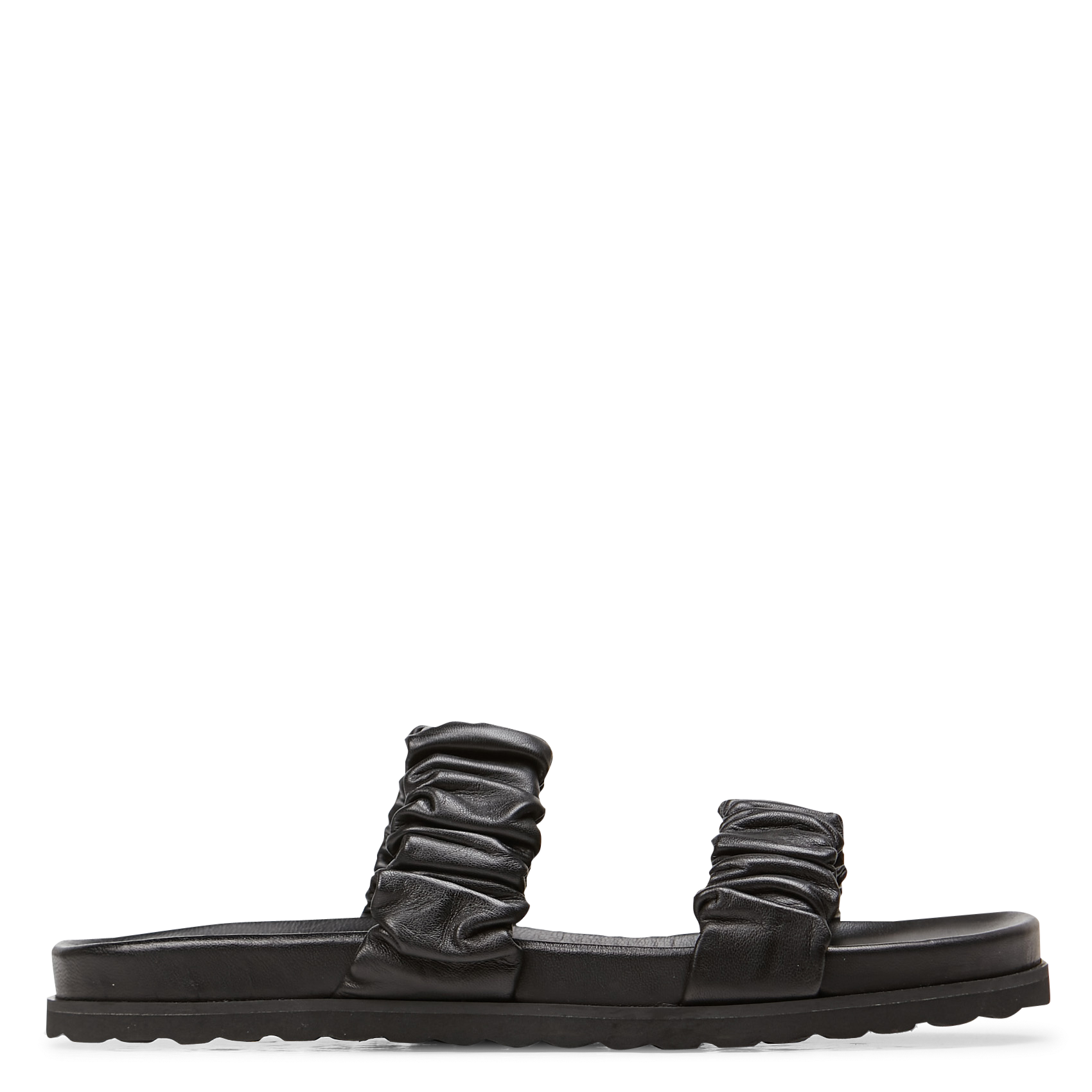 Sandales plates froncées en cuir  ANONYMOUS COPENHAGEN Noir