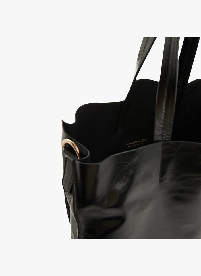 Simple black 2025 leather tote