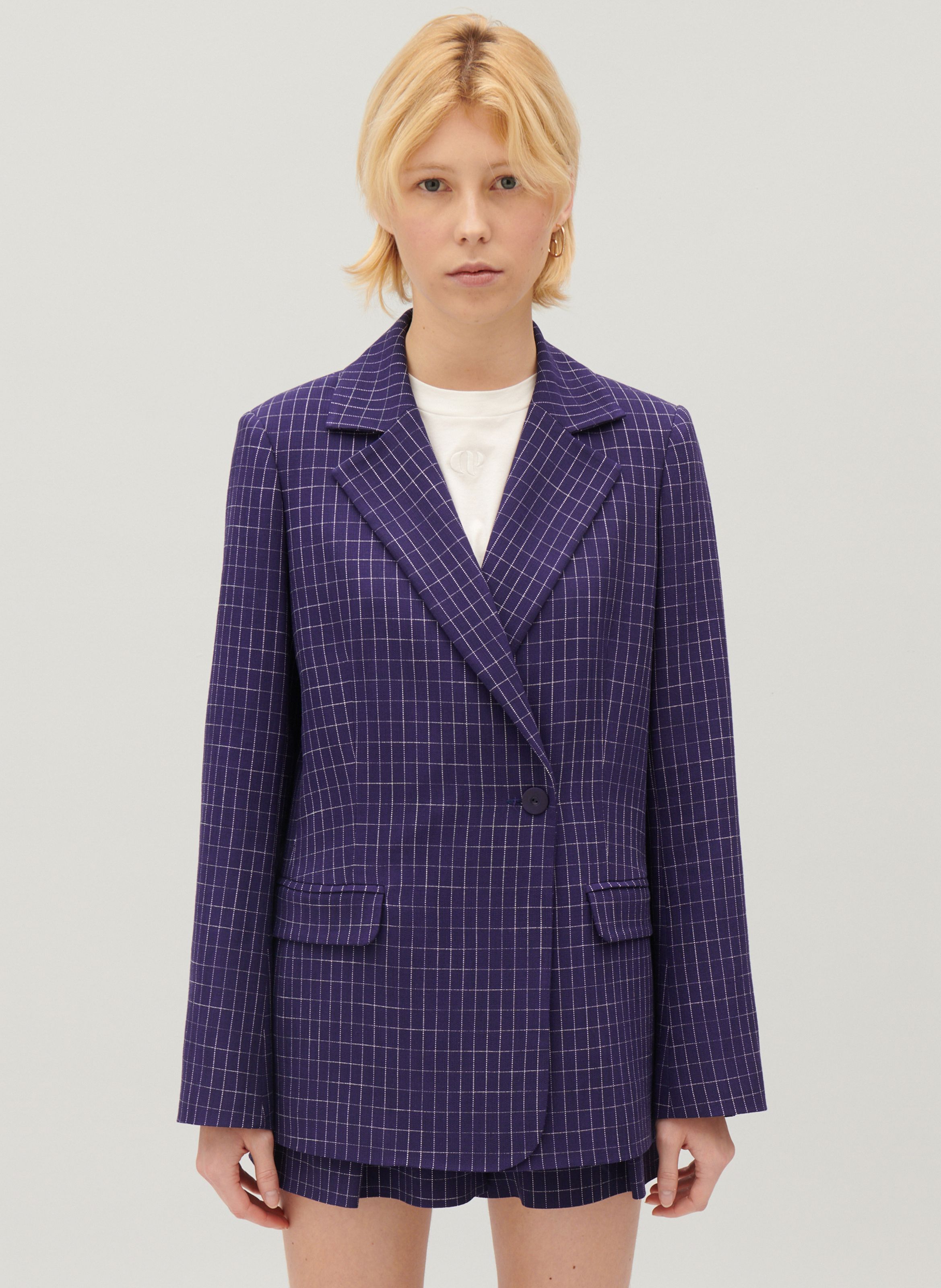 Blazer Carreaux Indigo Claudie Pierlot Femme Place des Tendances