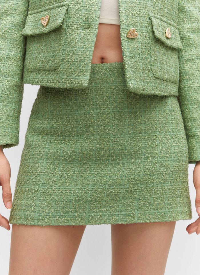 Falda Tweed Botones Joya ANNA Color Verde
