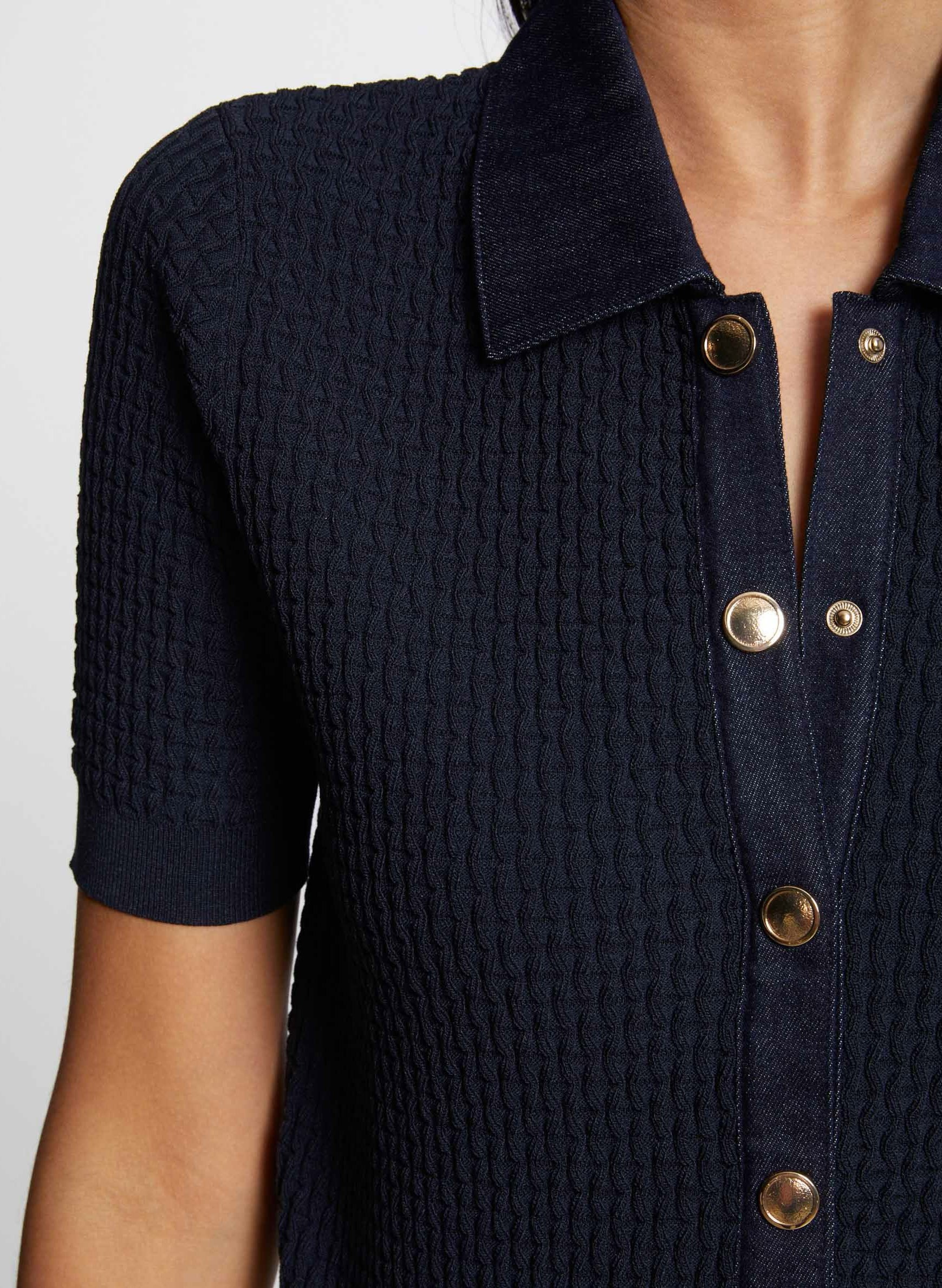 Kurze taillierte Weste mit Revers-Kragen MORGAN Blau