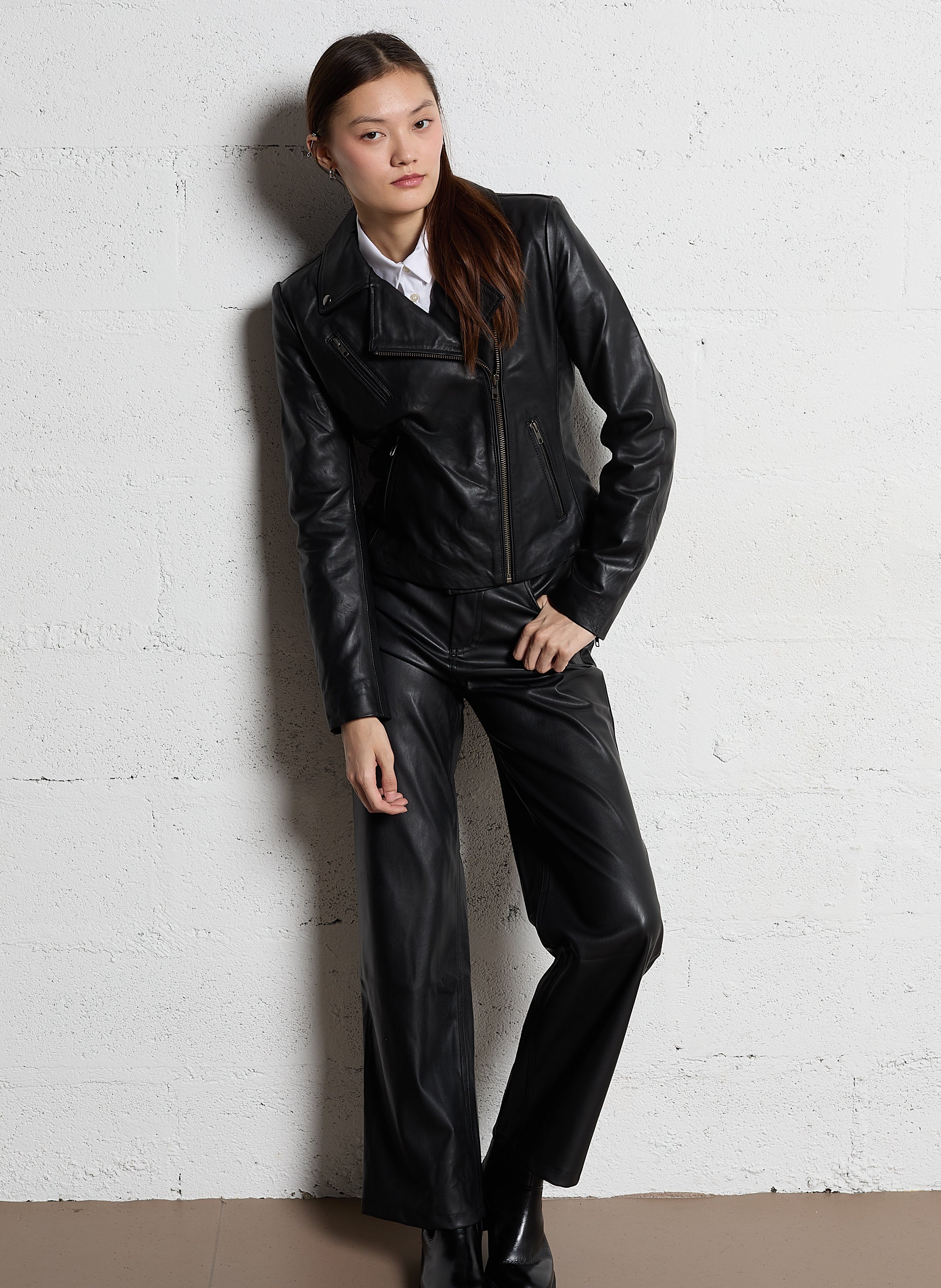 Jacket with leather lapel LA PETITE ETOILE Black