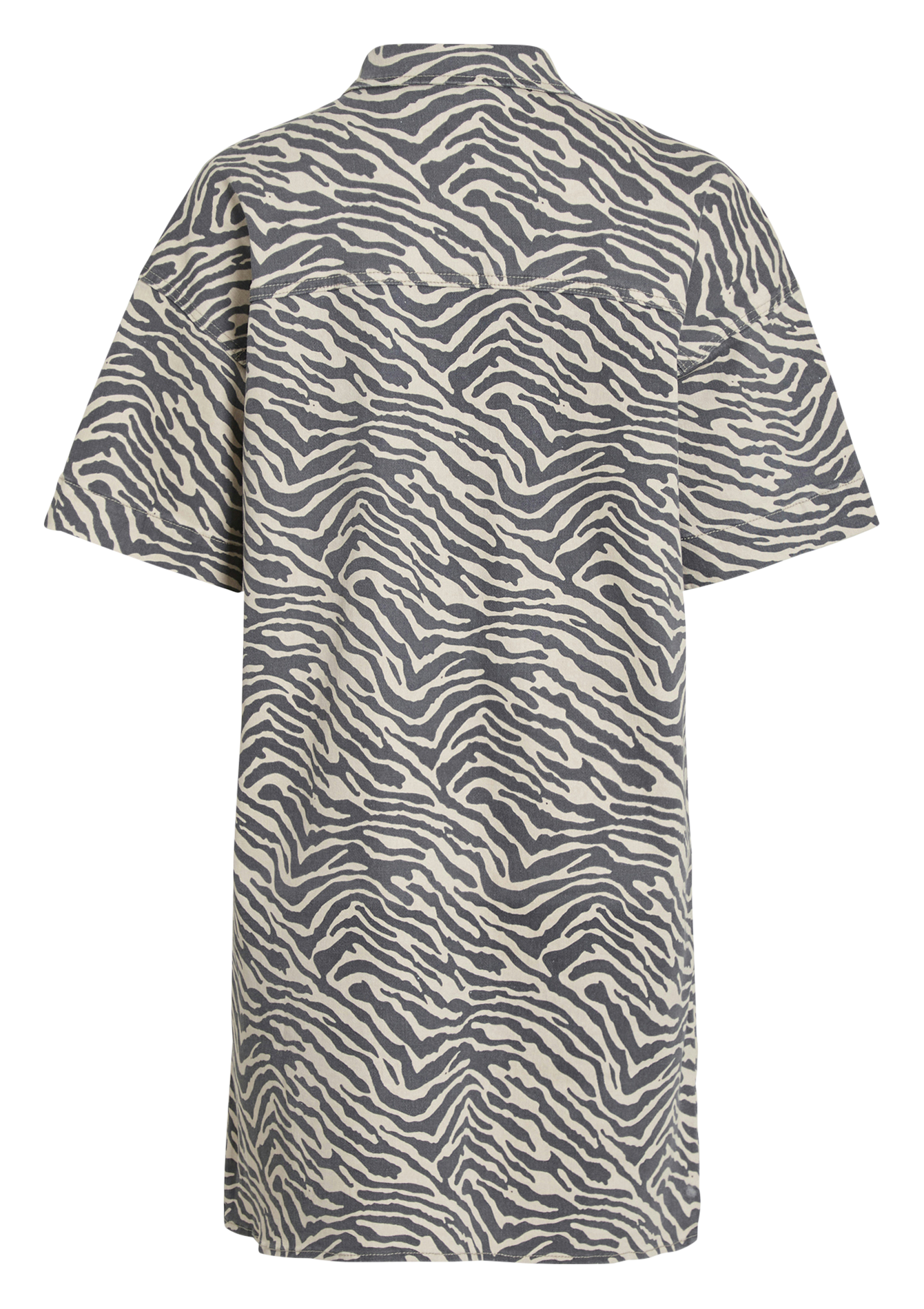 Abito corto collo classico in misto cotone Beige