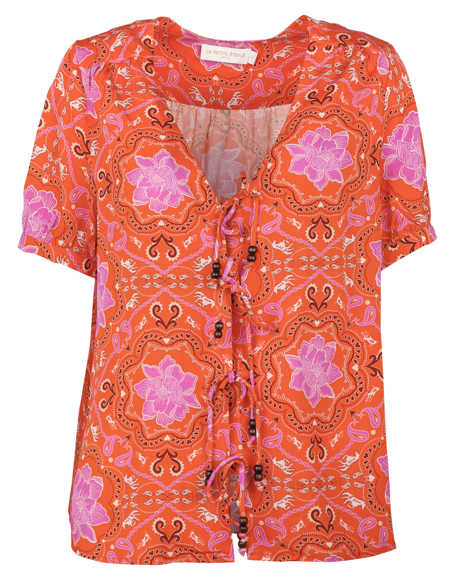 Floral print V-neck top LA PETITE ETOILE Orange