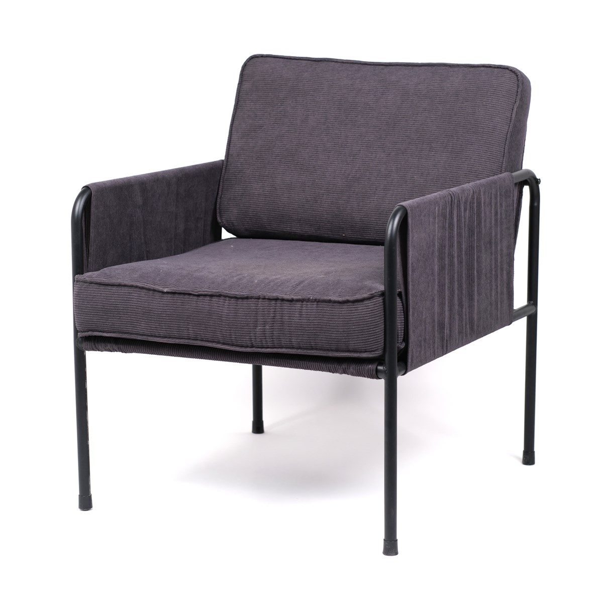 Corduroy fabric armchair with metal frame FACTORY Grey