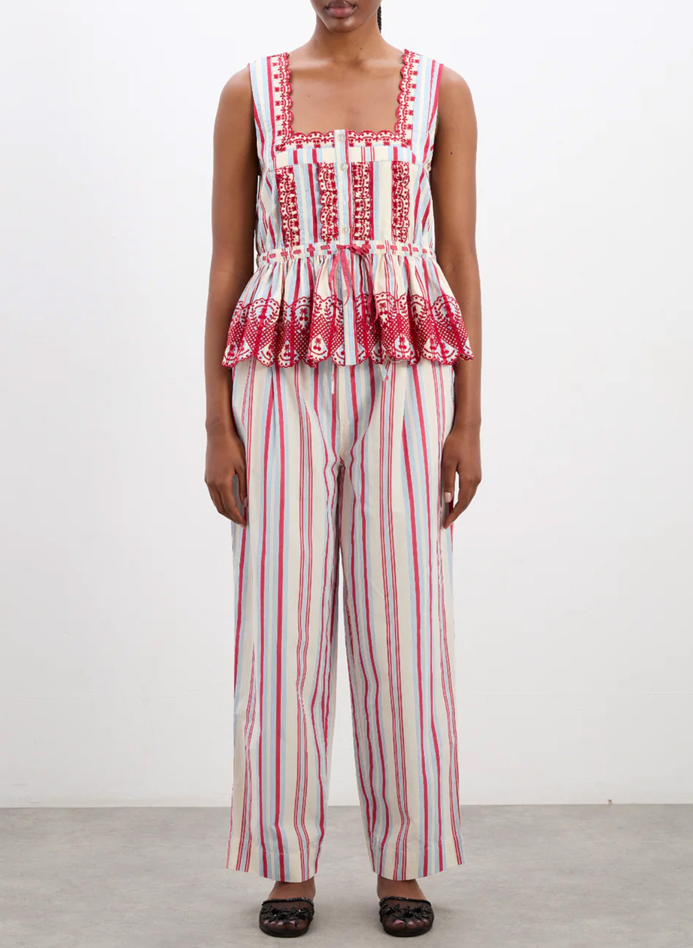 Square-neck striped top in organic cotton DAMSON MADDER Multicolored