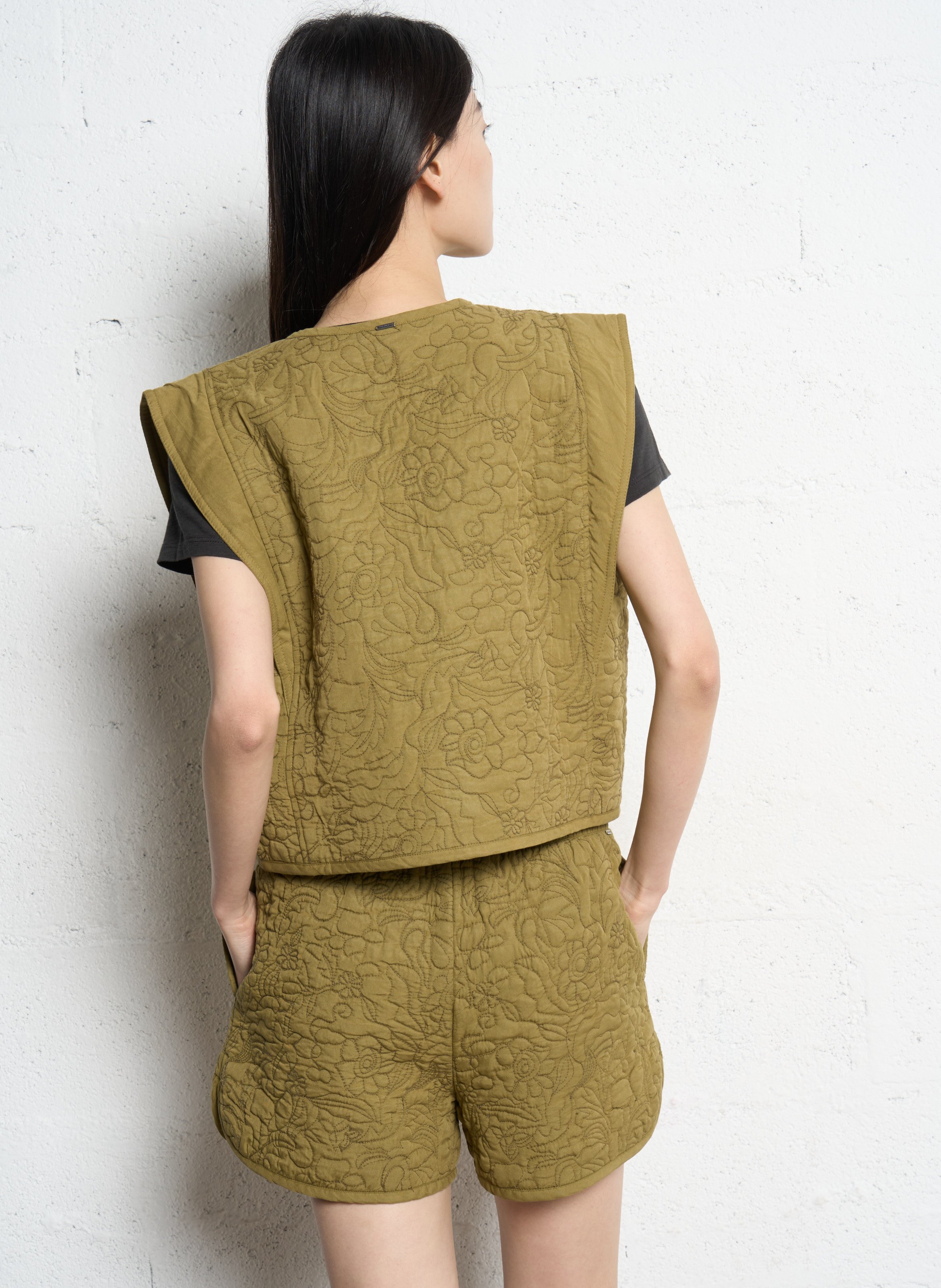 Quilted straight-cut jacket IKKS Khaki