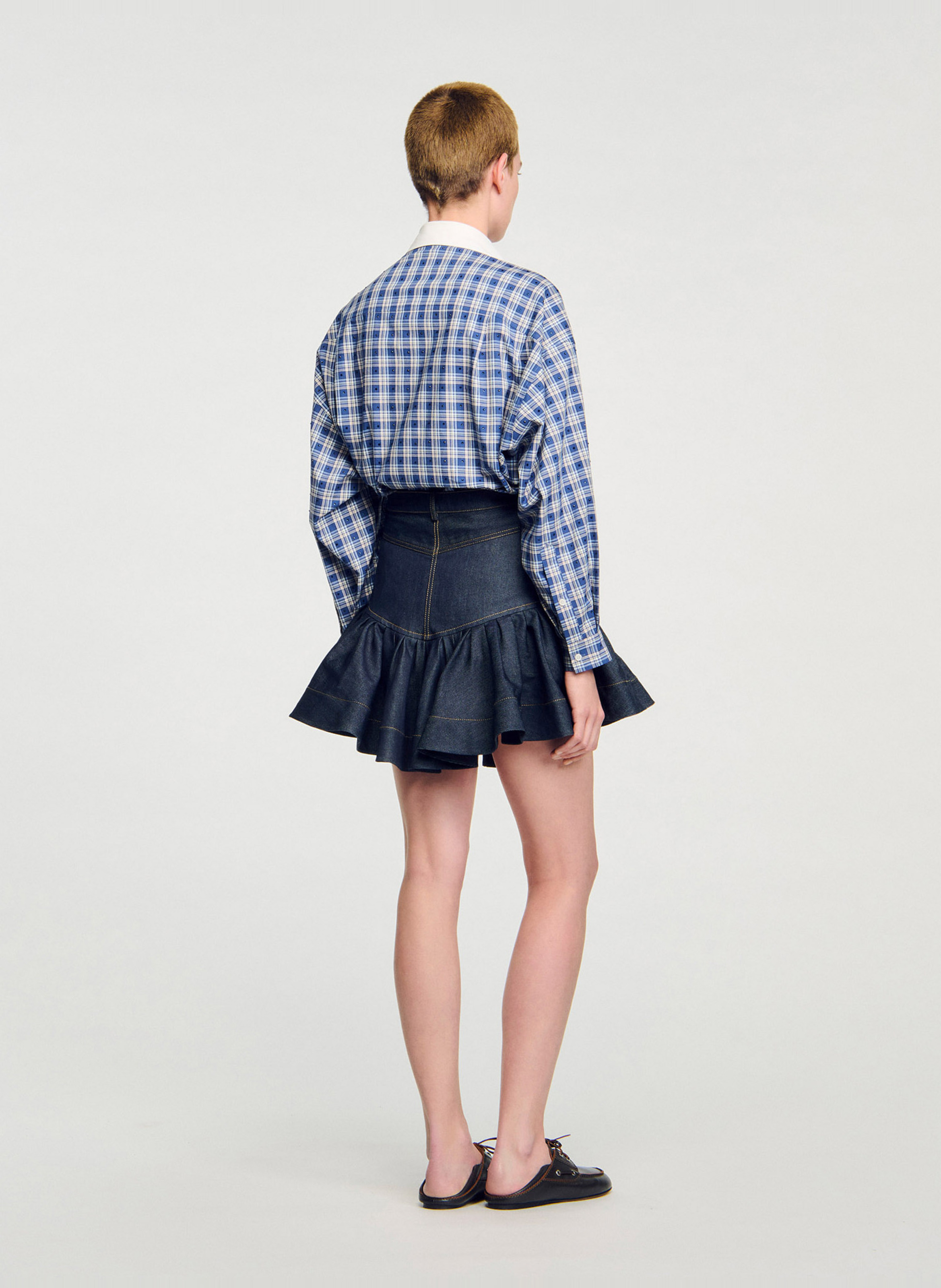 Jupe courte en denim SANDRO Bleu