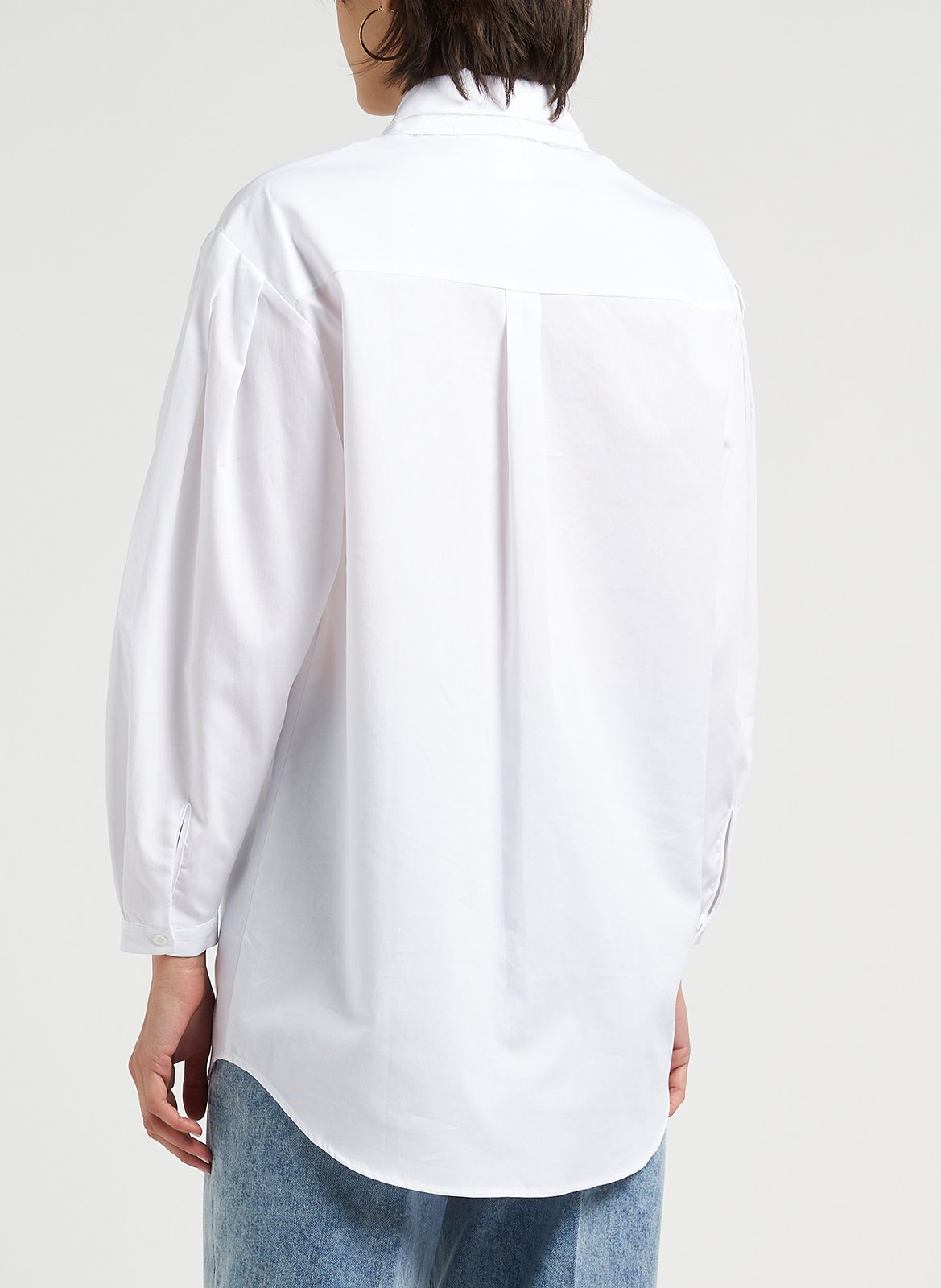 Embroidered cotton shirt with double classic collar MAX&Co. White
