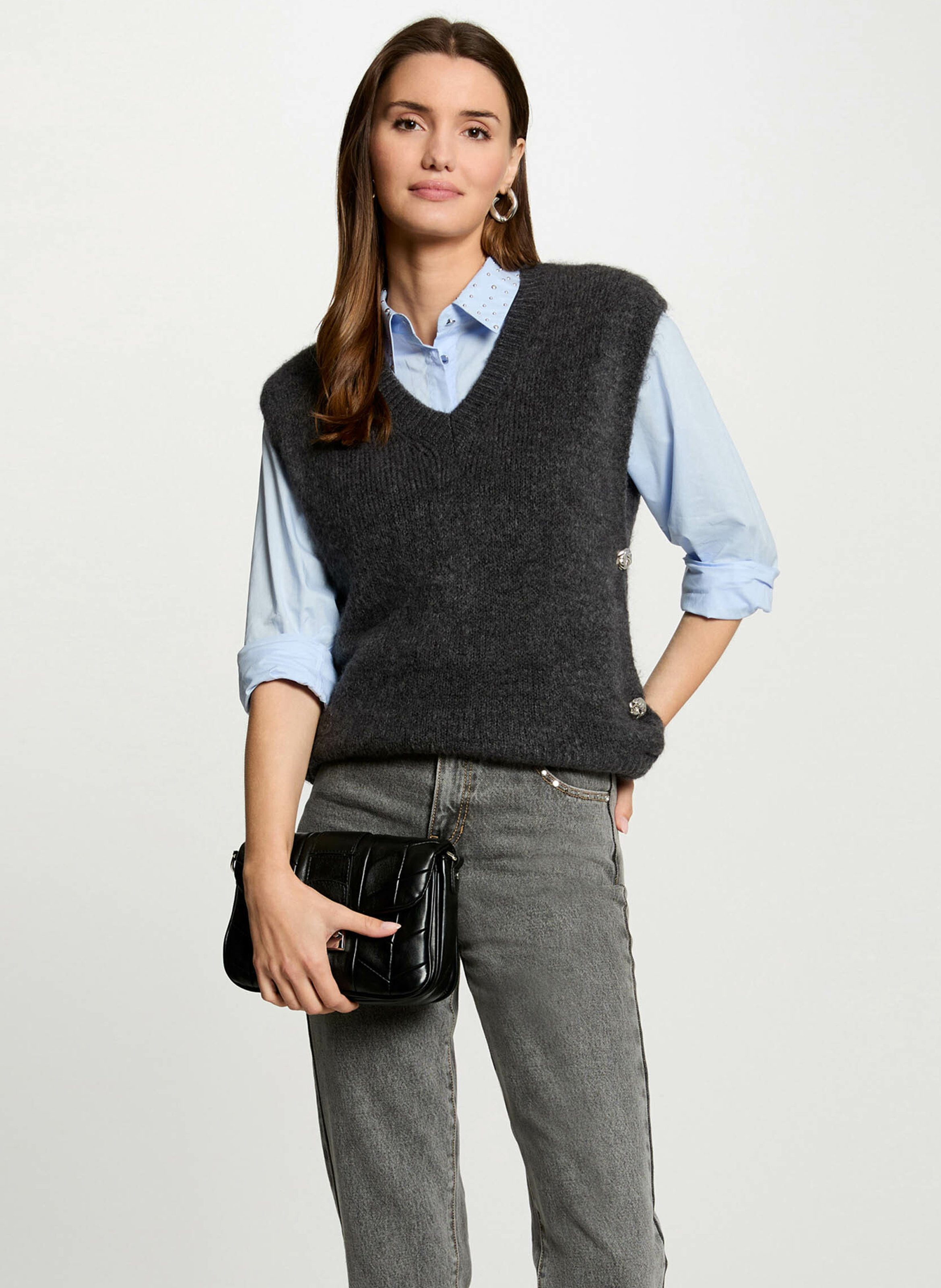 Pull col V  MORGAN Gris