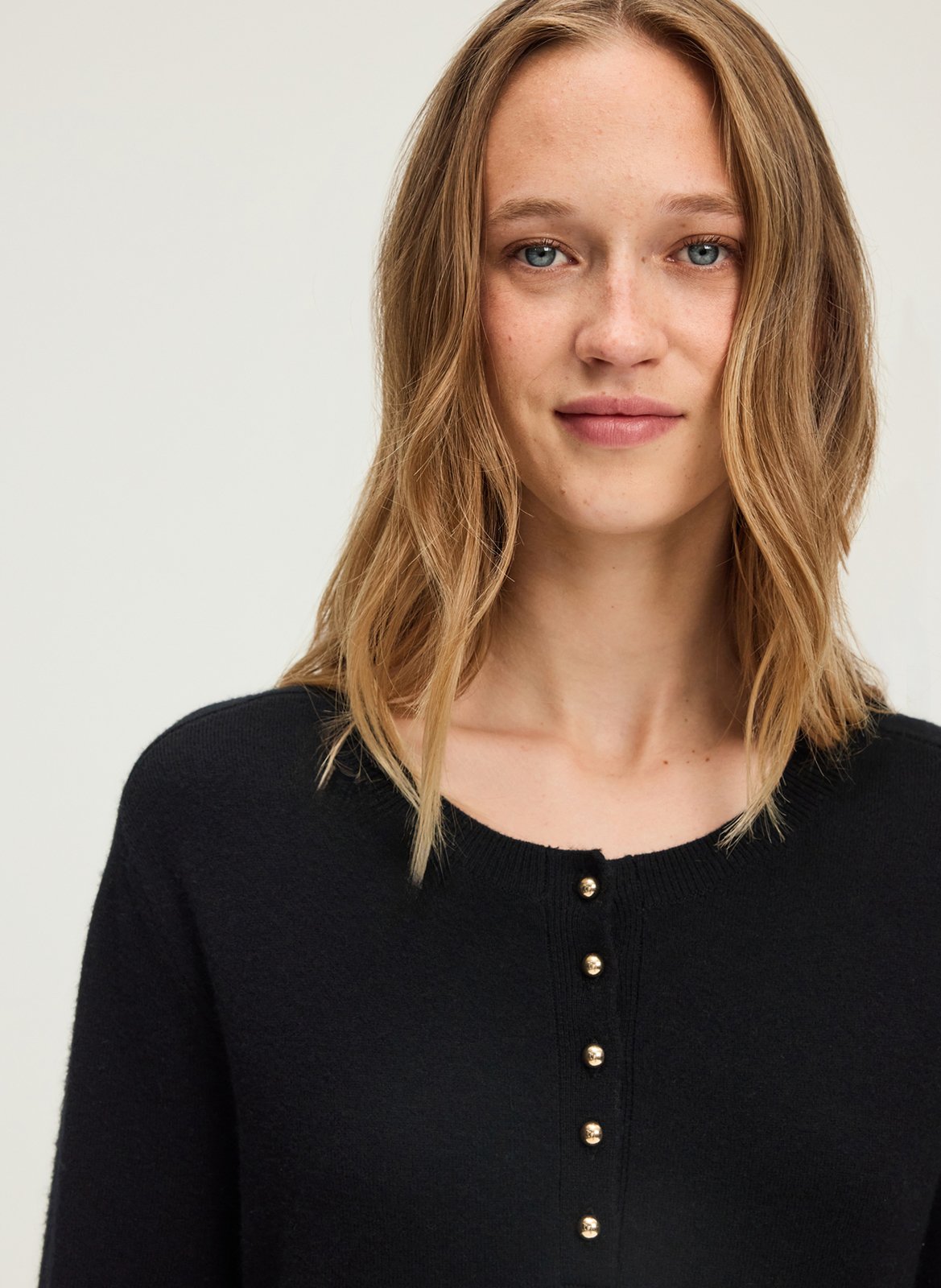 Round-neck wool-blend midi dress PABLO Black