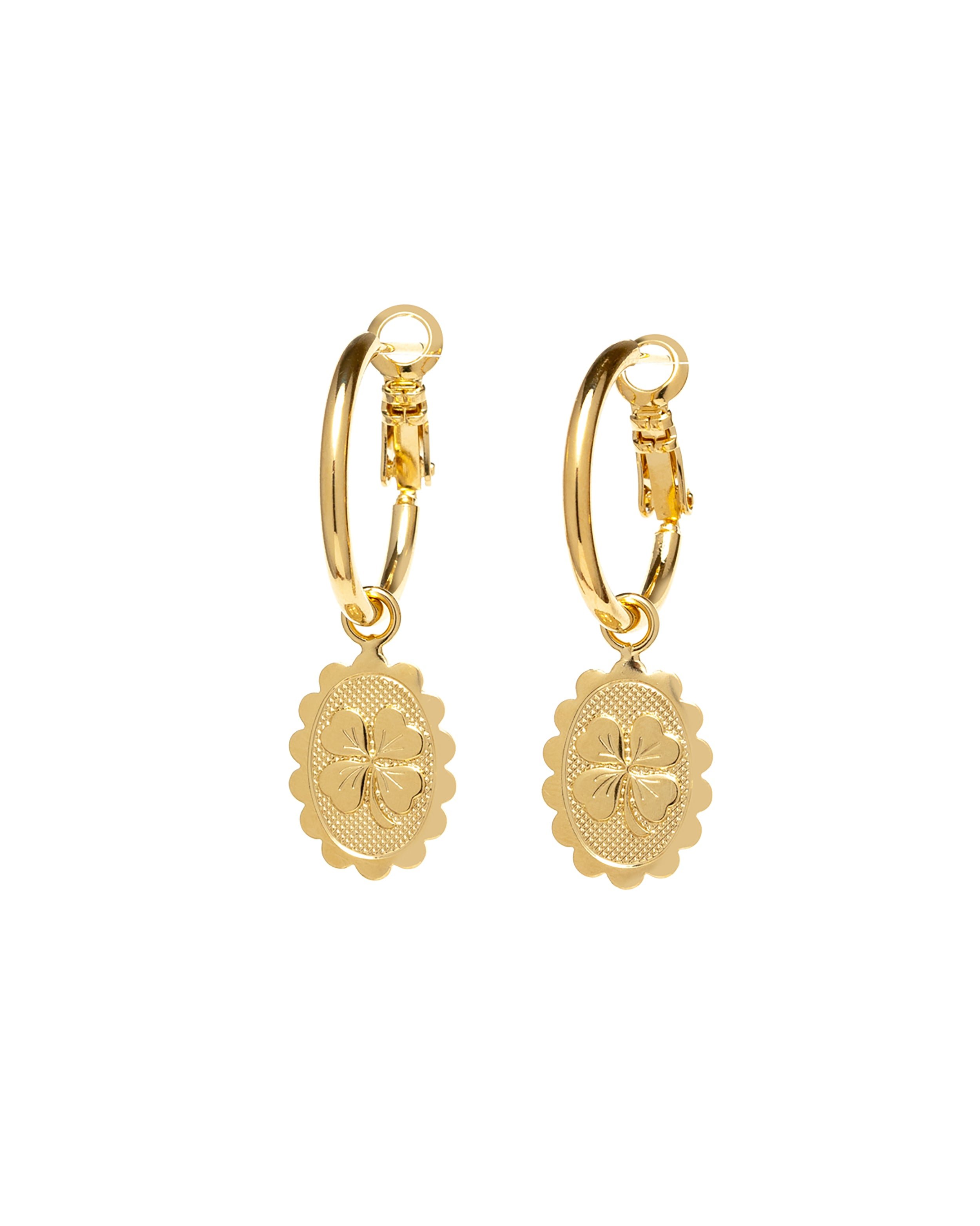 Mini gold-plated clover hoop earrings MONSIEUR SIMONE