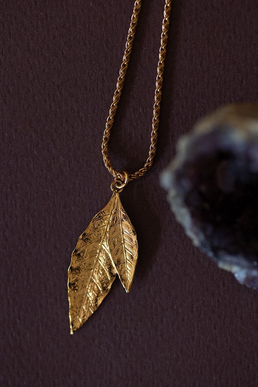 Silver plated leaf necklace MONSIEUR SIMONE Golden