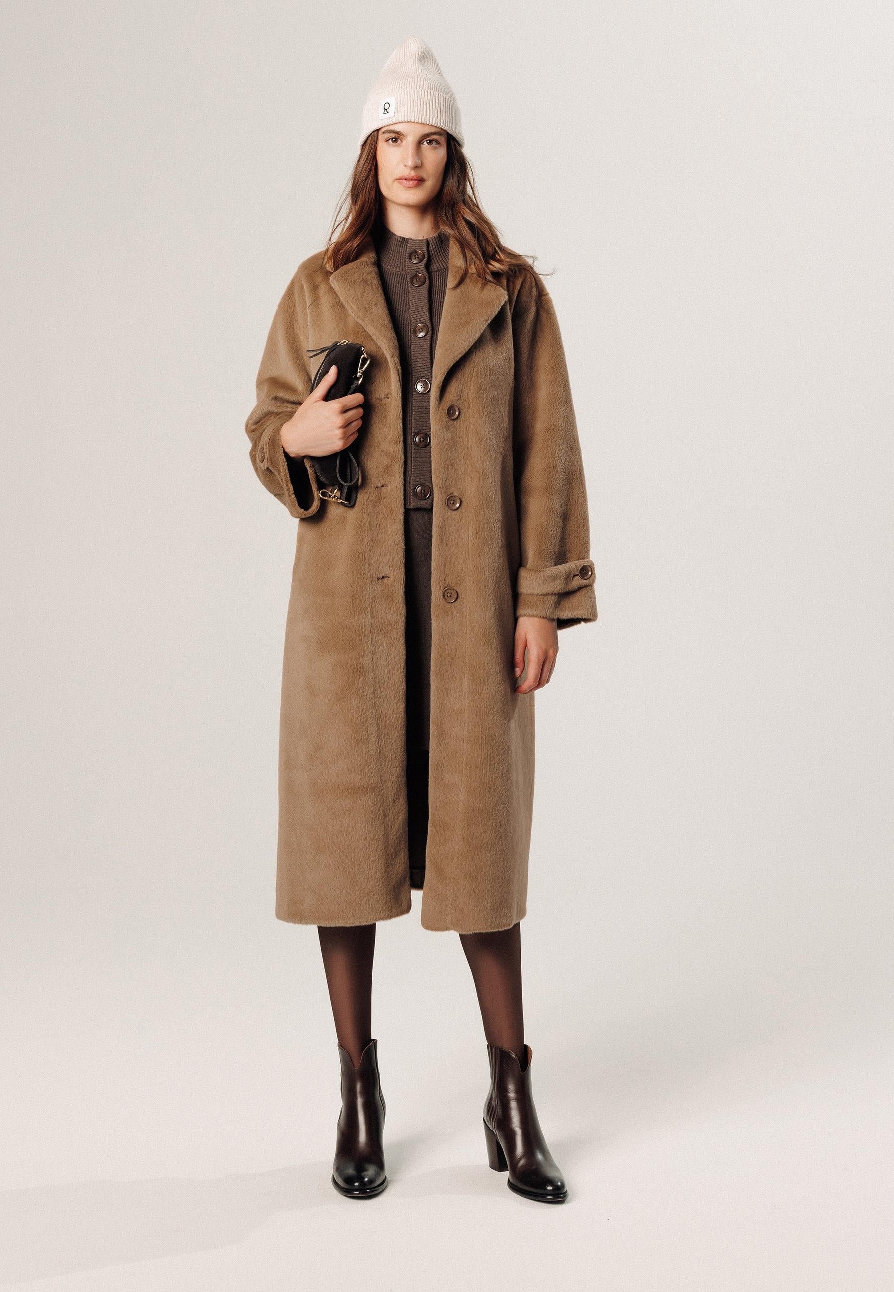 Long faux fur coat RODIER Brown