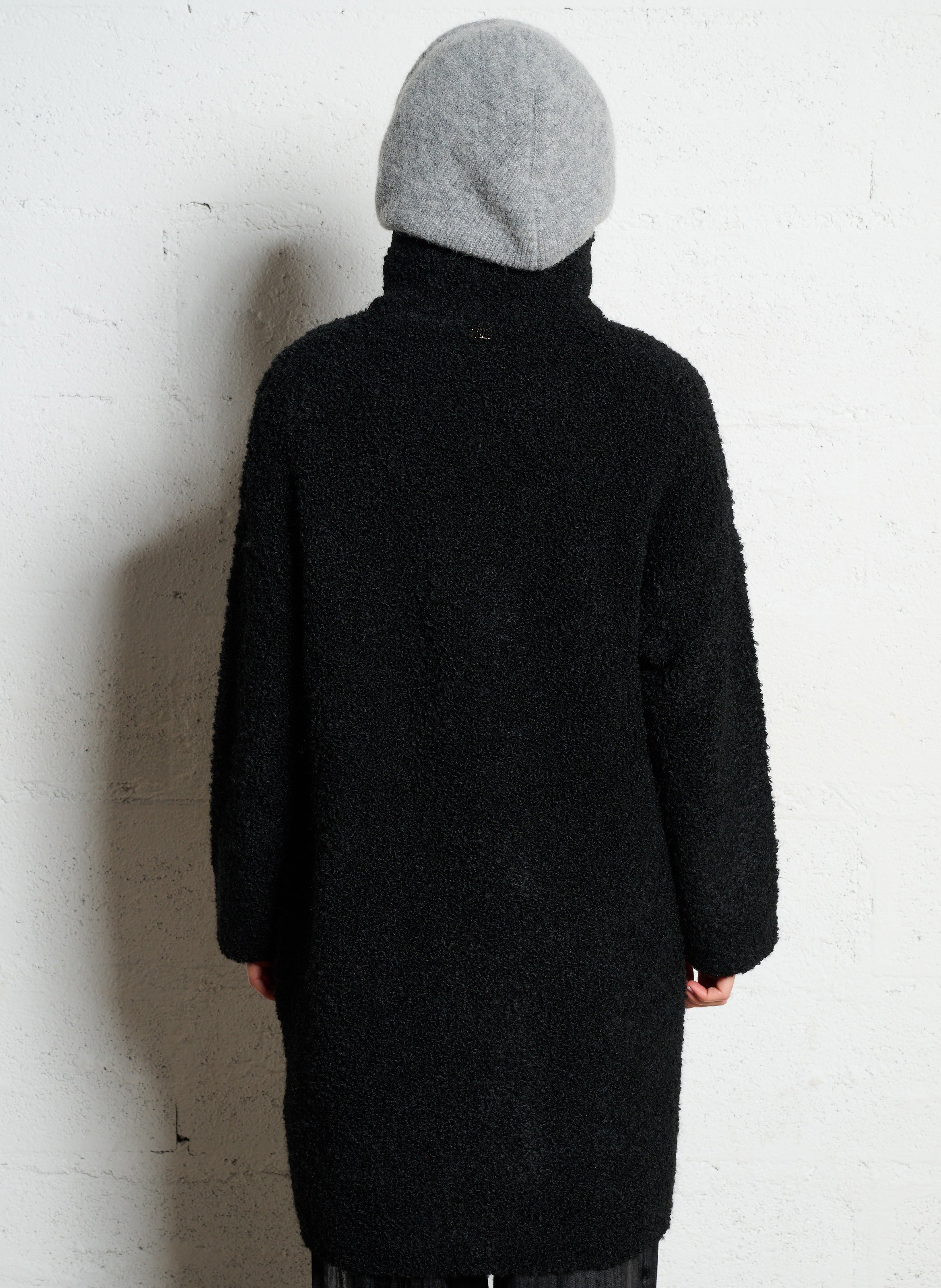 Weiter Mantel mit Stehkragen und Bouclé-Muster LIU JO Schwarz