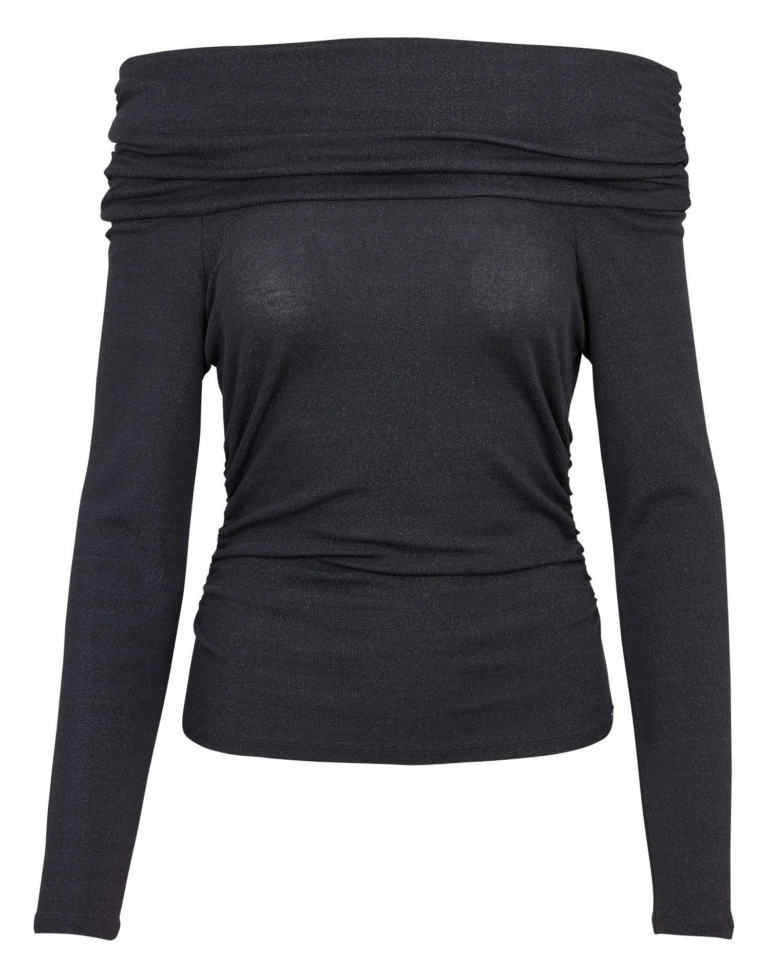 Fitted top with cowl neck in glittery knit fabric IKKS Grey
