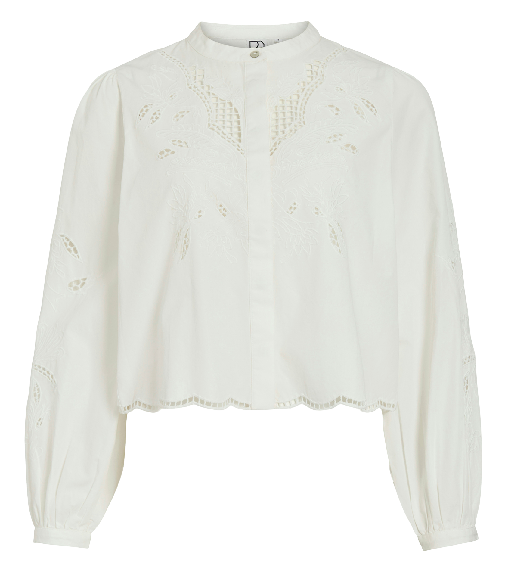 Straight round neck shirt in embroidered organic cotton ROUGE EDIT Beige