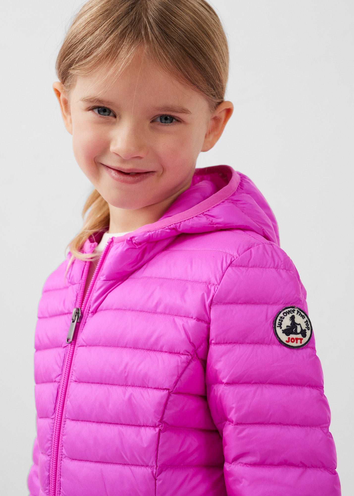 Carla lightweight hooded children's down jacket JOTT Pink