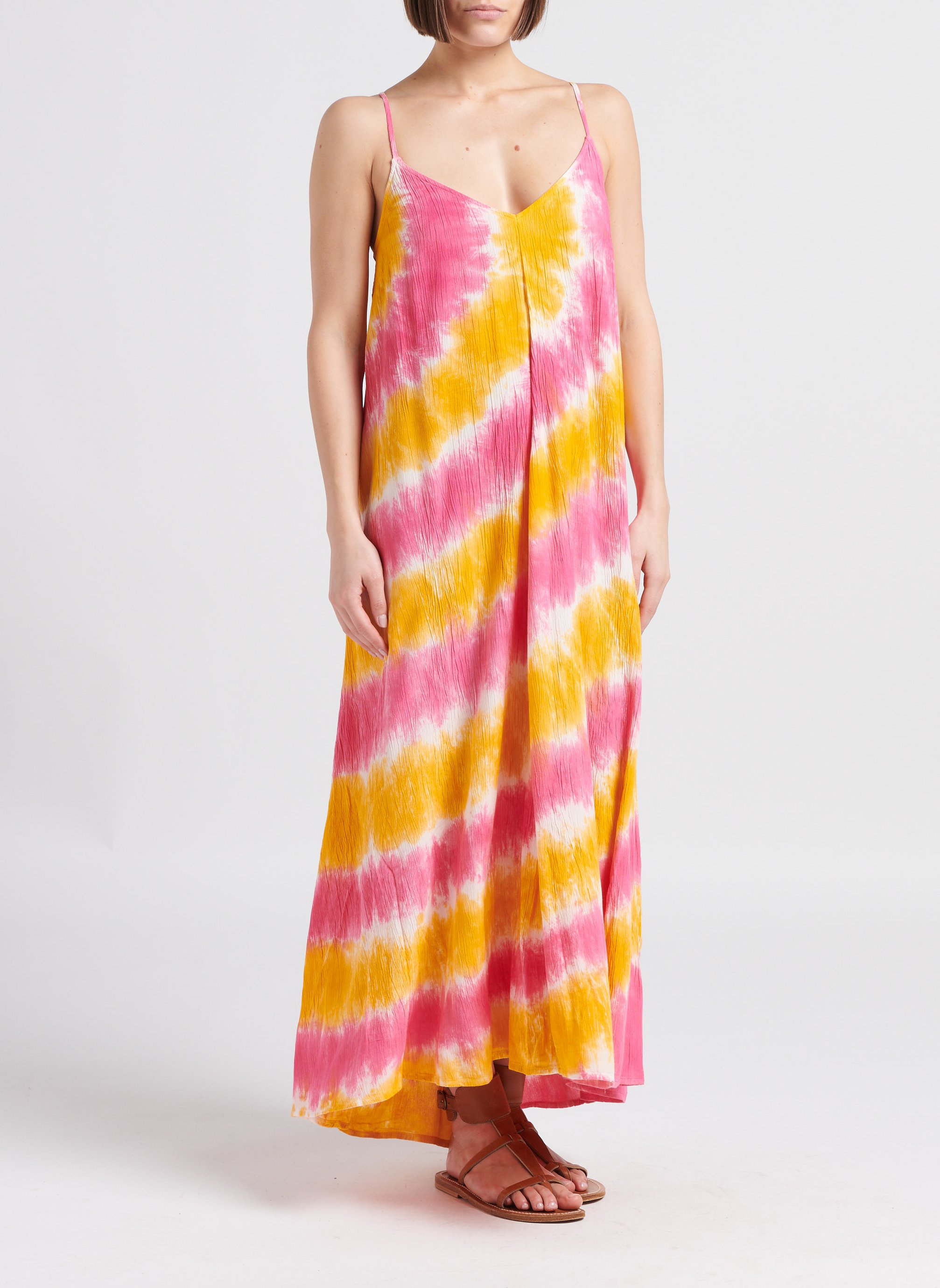 Robe longue à bretelle tie and dye  YAS Multicolore