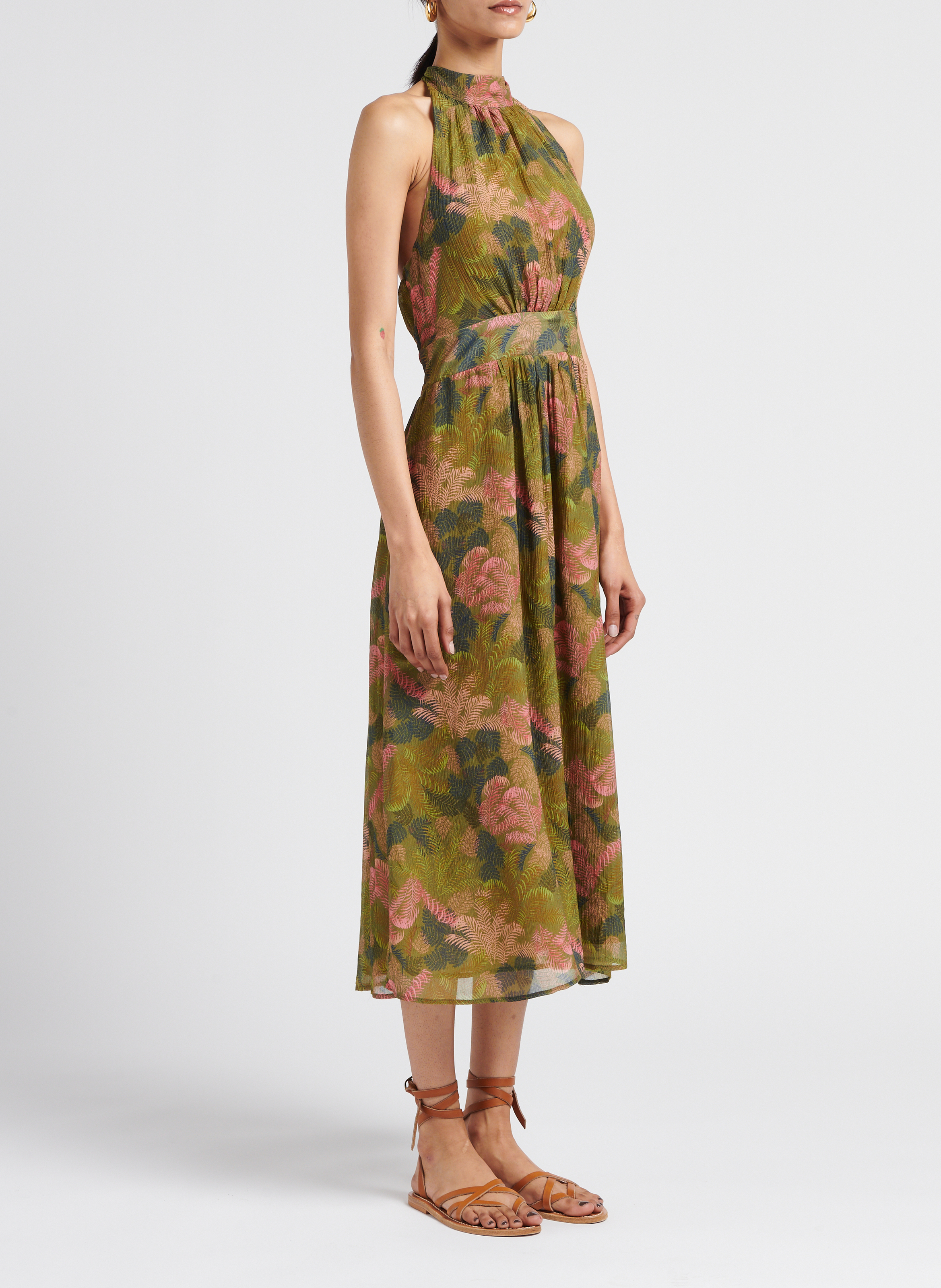 Robe midi dos nu à col montant MOMONI Multicolore