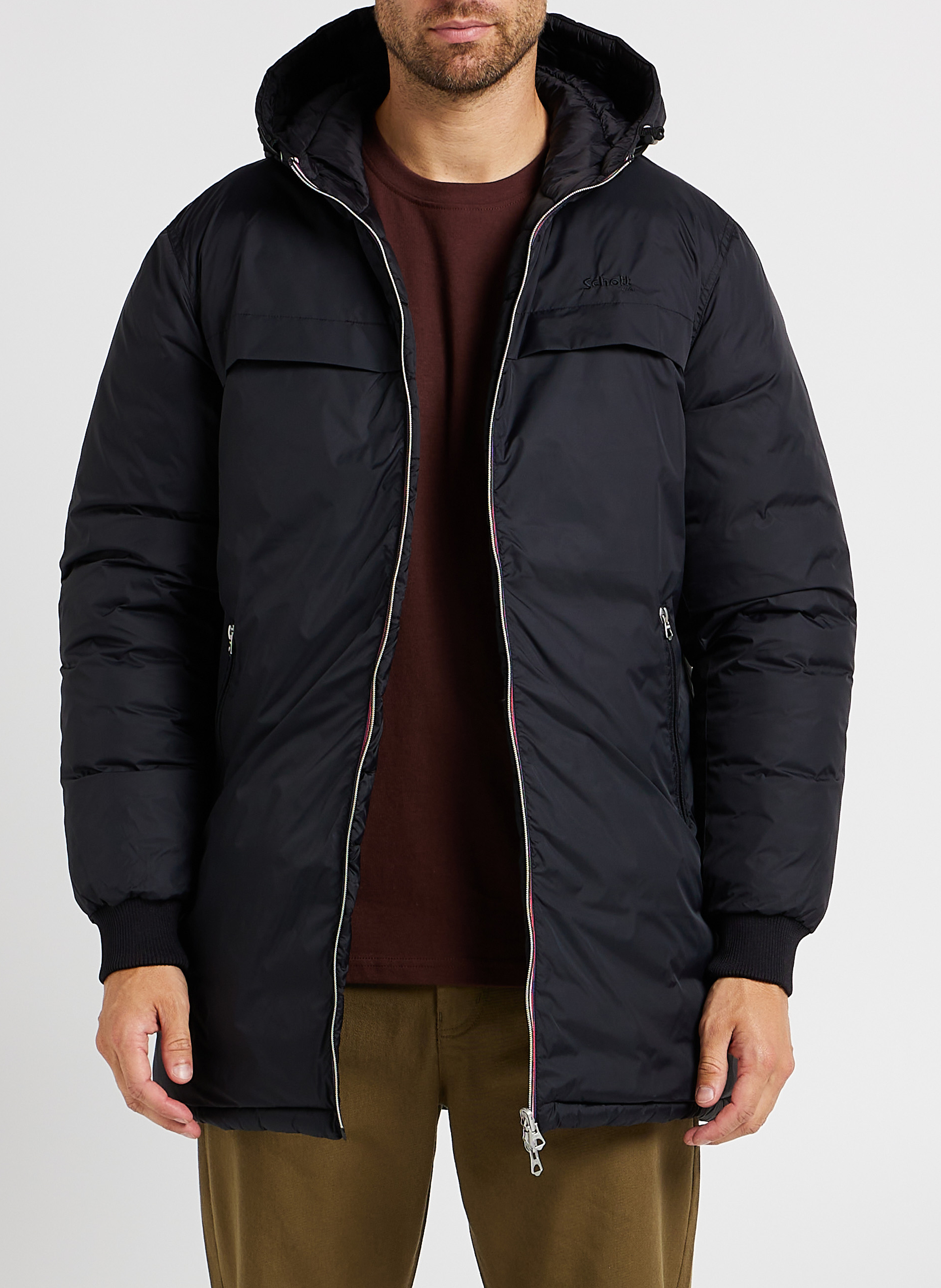 Reversible hooded down jacket SCHOTT Black