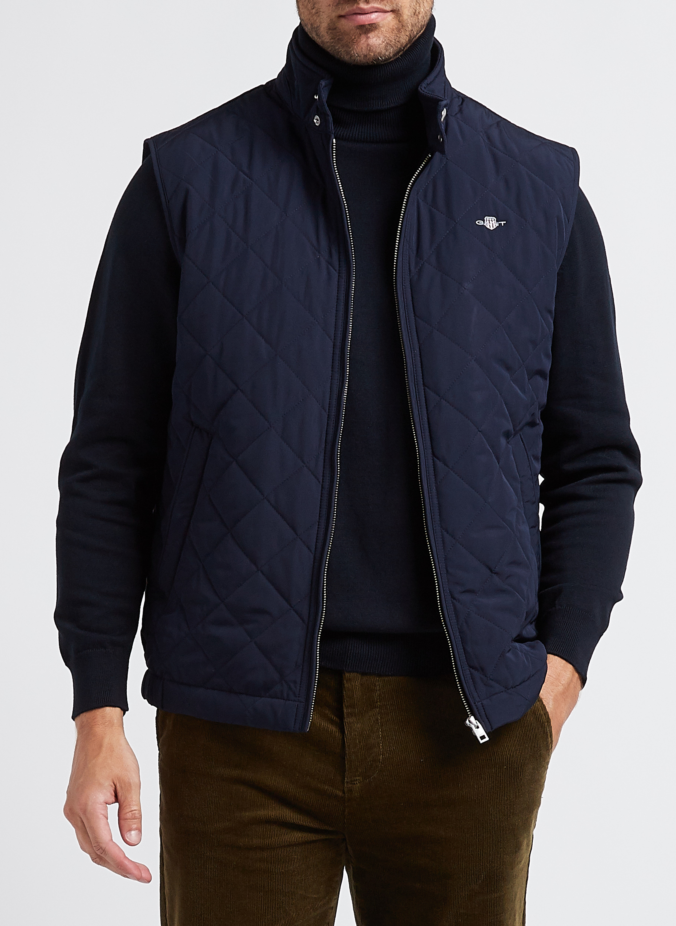 Gerade gesteppte Jacke mit Stehkragen GANT Blau