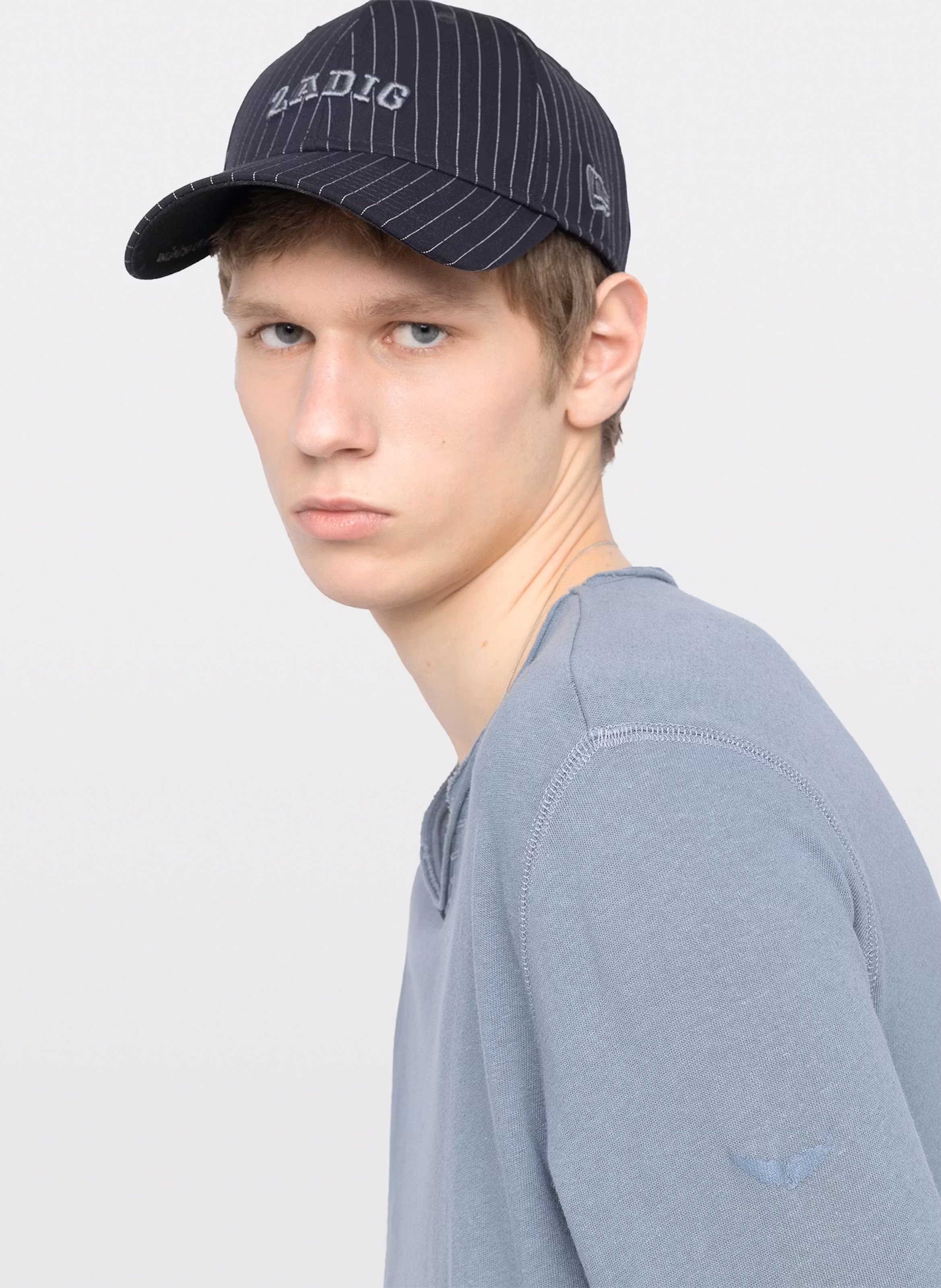 Gerader einfarbiger T-Shirt aus Baumwolle und Leinen. ZADIG&VOLTAIRE Blau