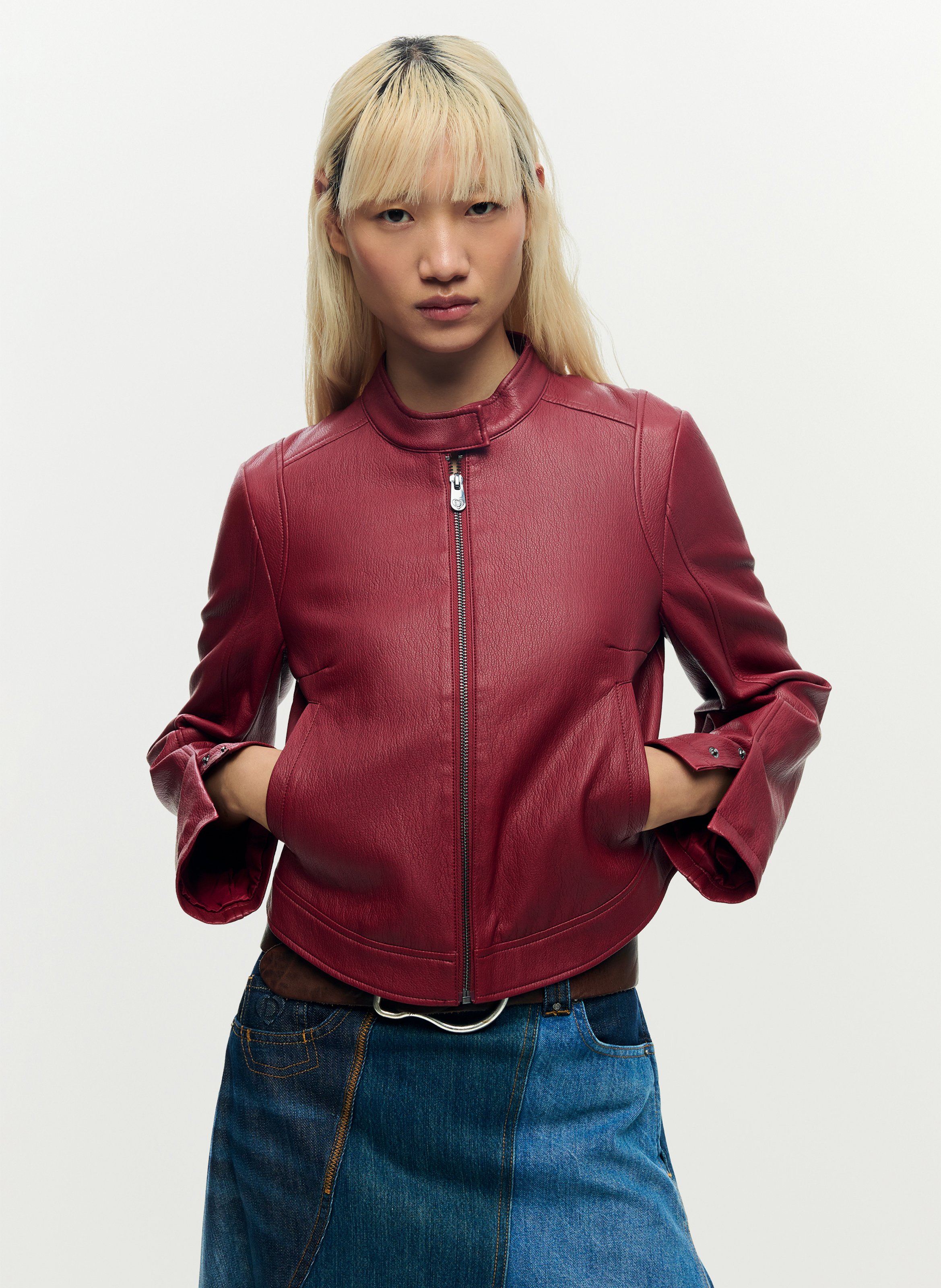 Veste effet cuir col rond DESIGUAL Rouge