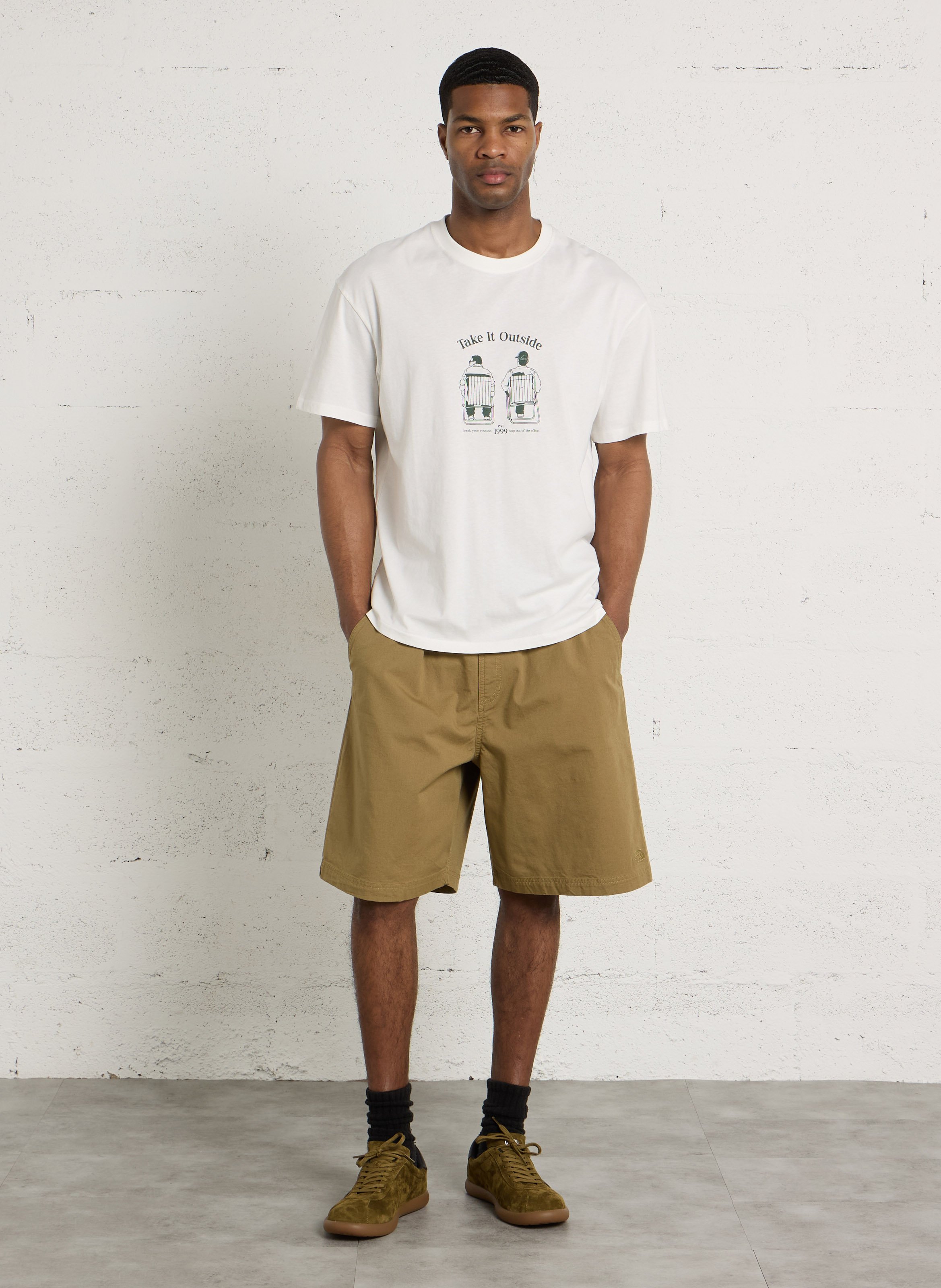 Short droit en coton mélangé THE NORTH FACE Marron