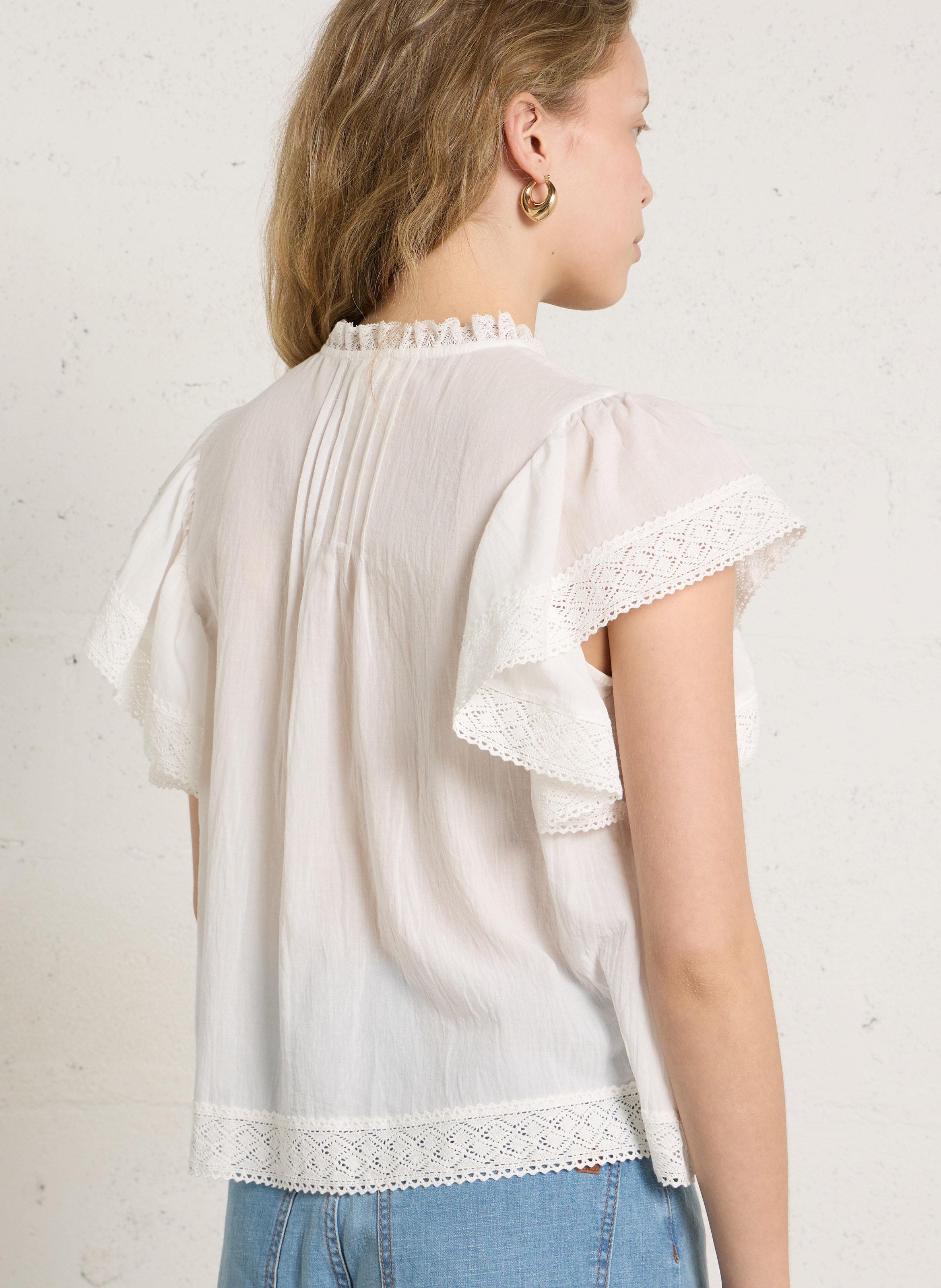 Lace short-sleeve top THE KORNER White