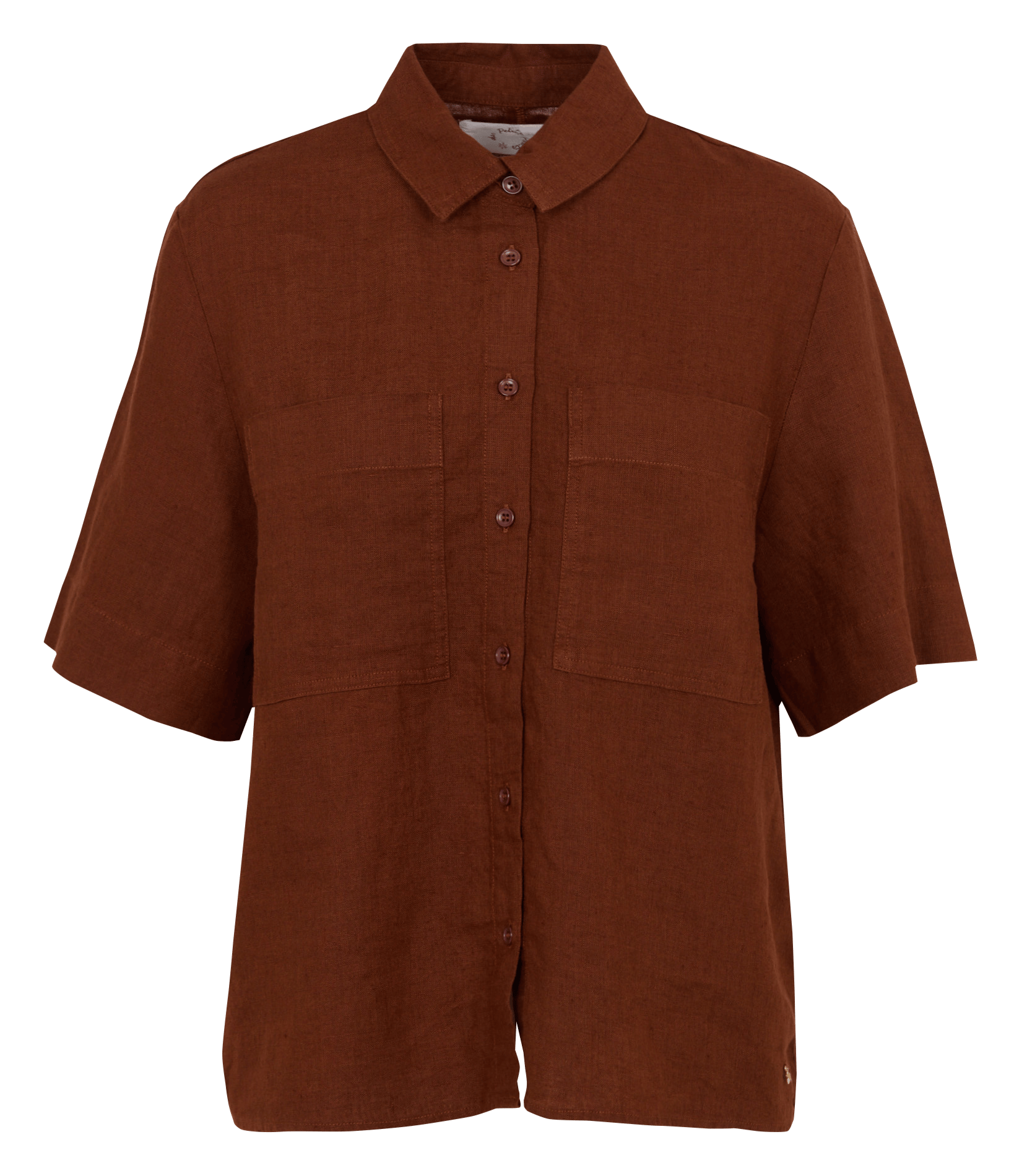 Chemise droite en lin DES PETITS HAUTS Marron